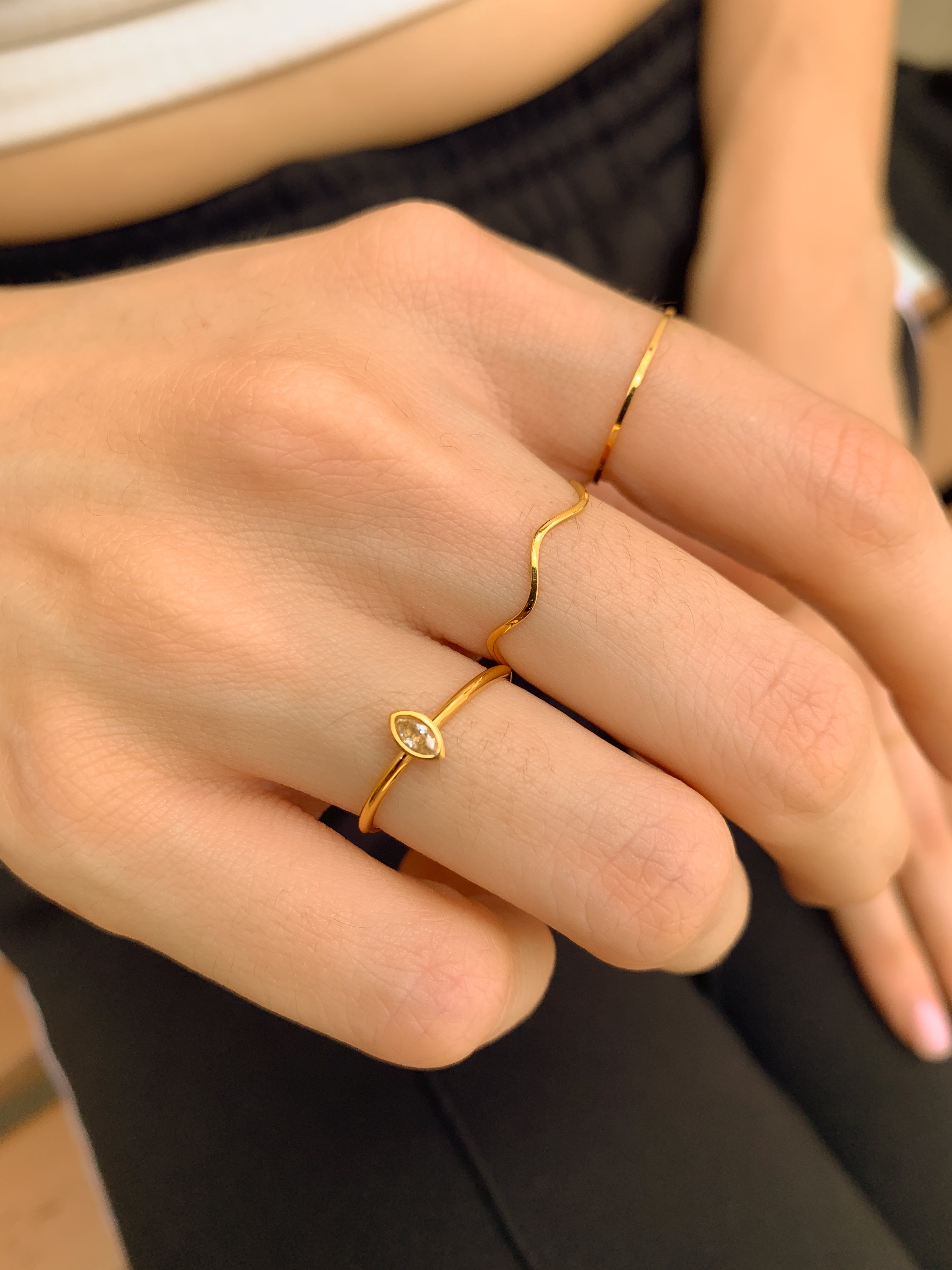 Anel Ondulado - Dourado