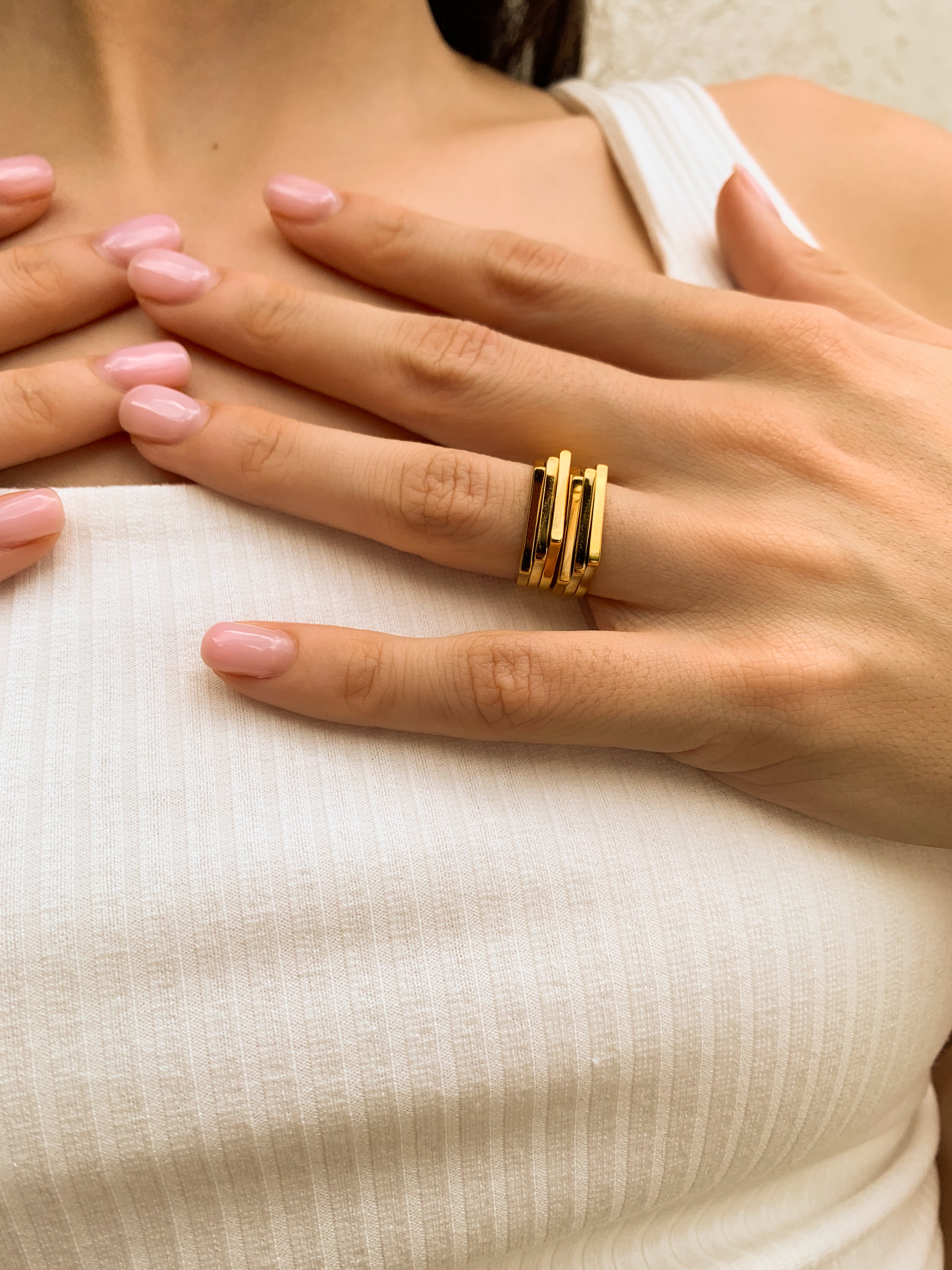 Anel Triplo - Dourado