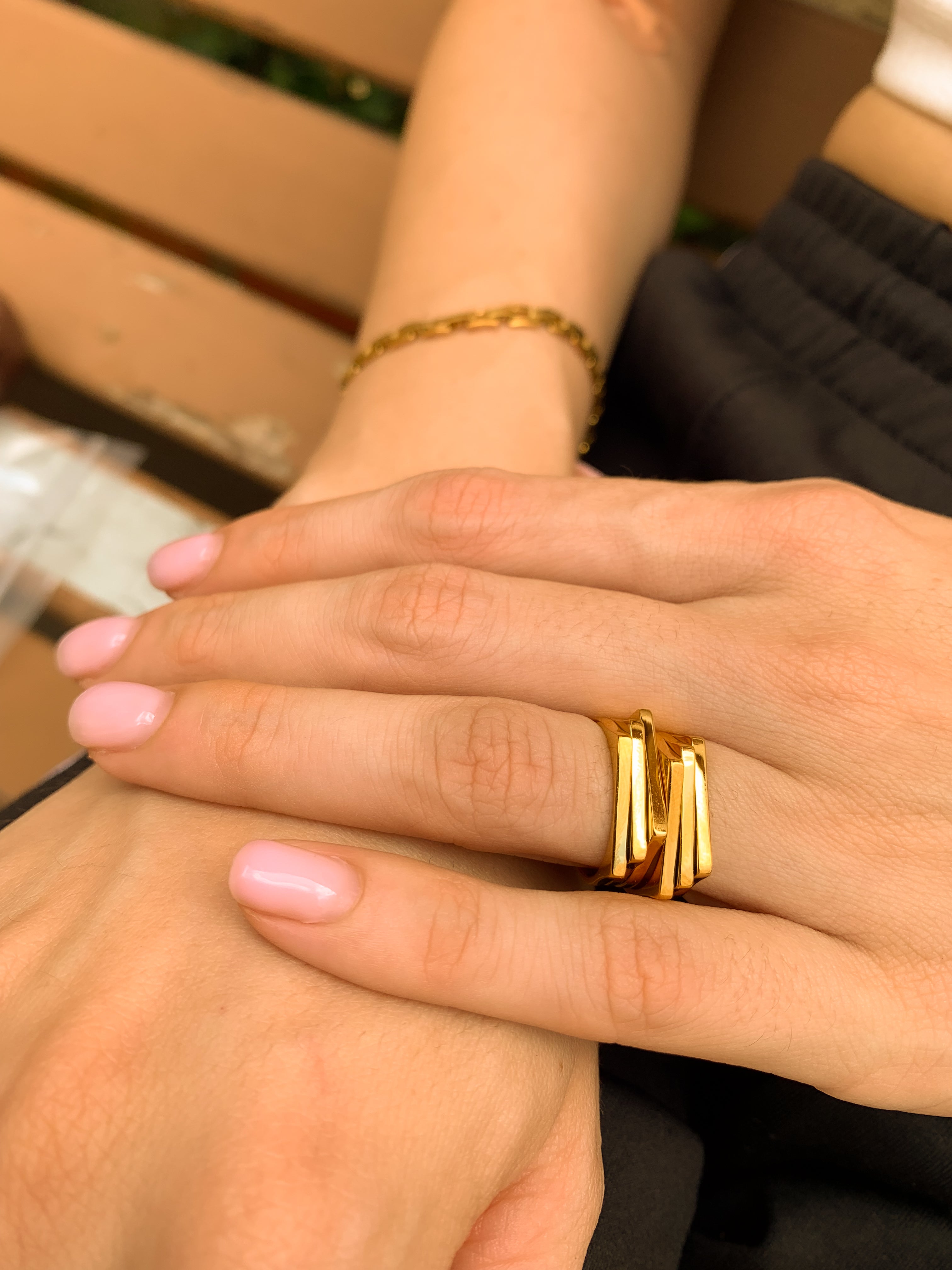 Anel Triplo - Dourado