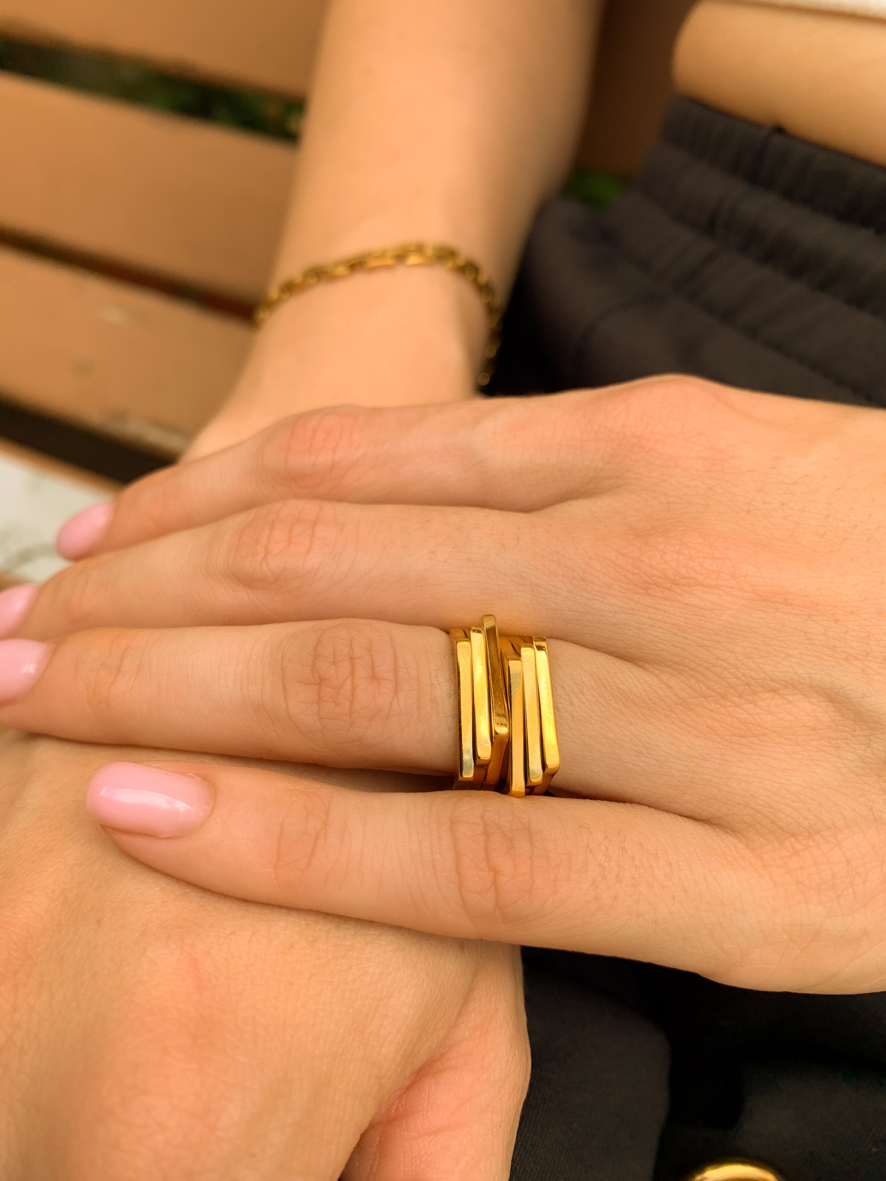 Anel Triplo - Dourado