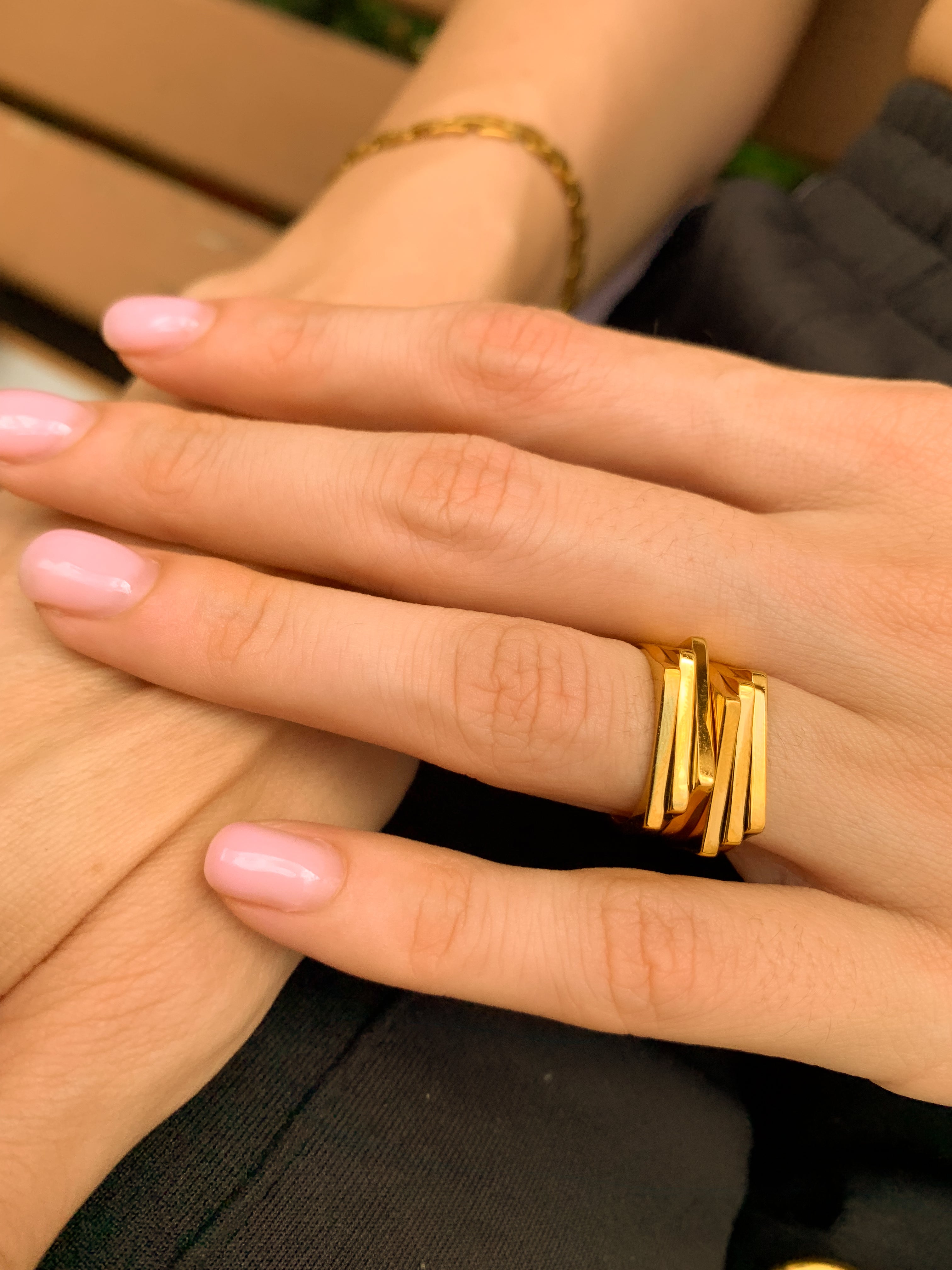 Anel Triplo - Dourado