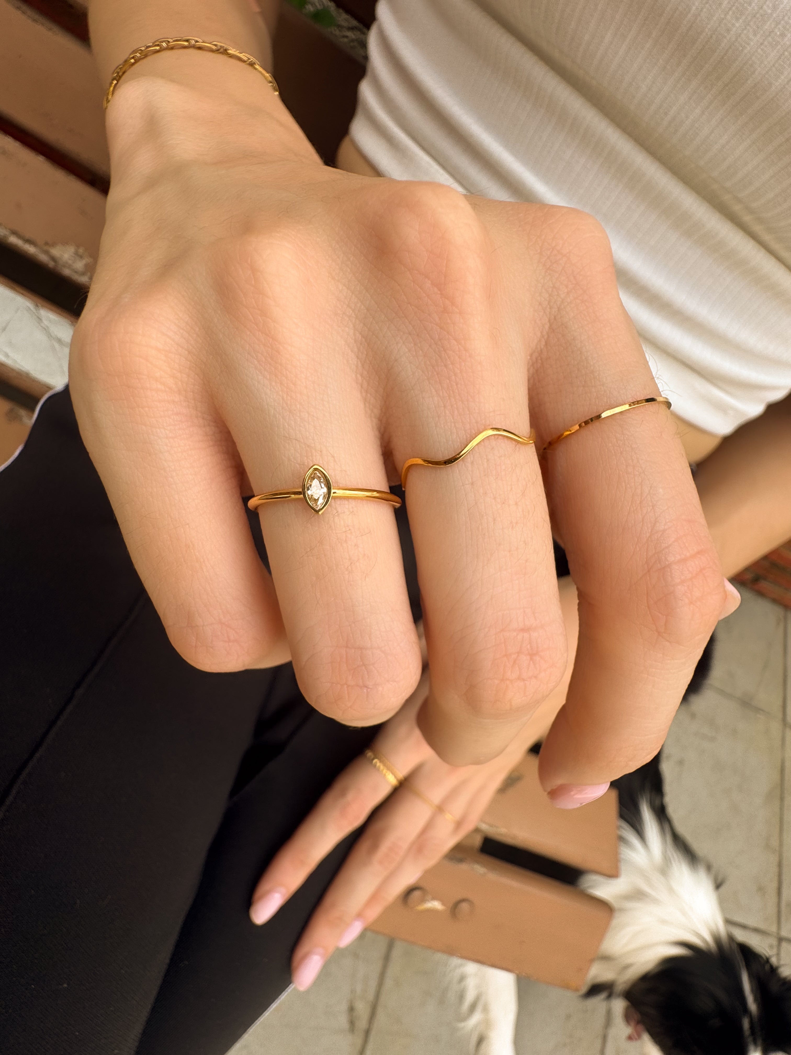 Anel Ondulado - Dourado