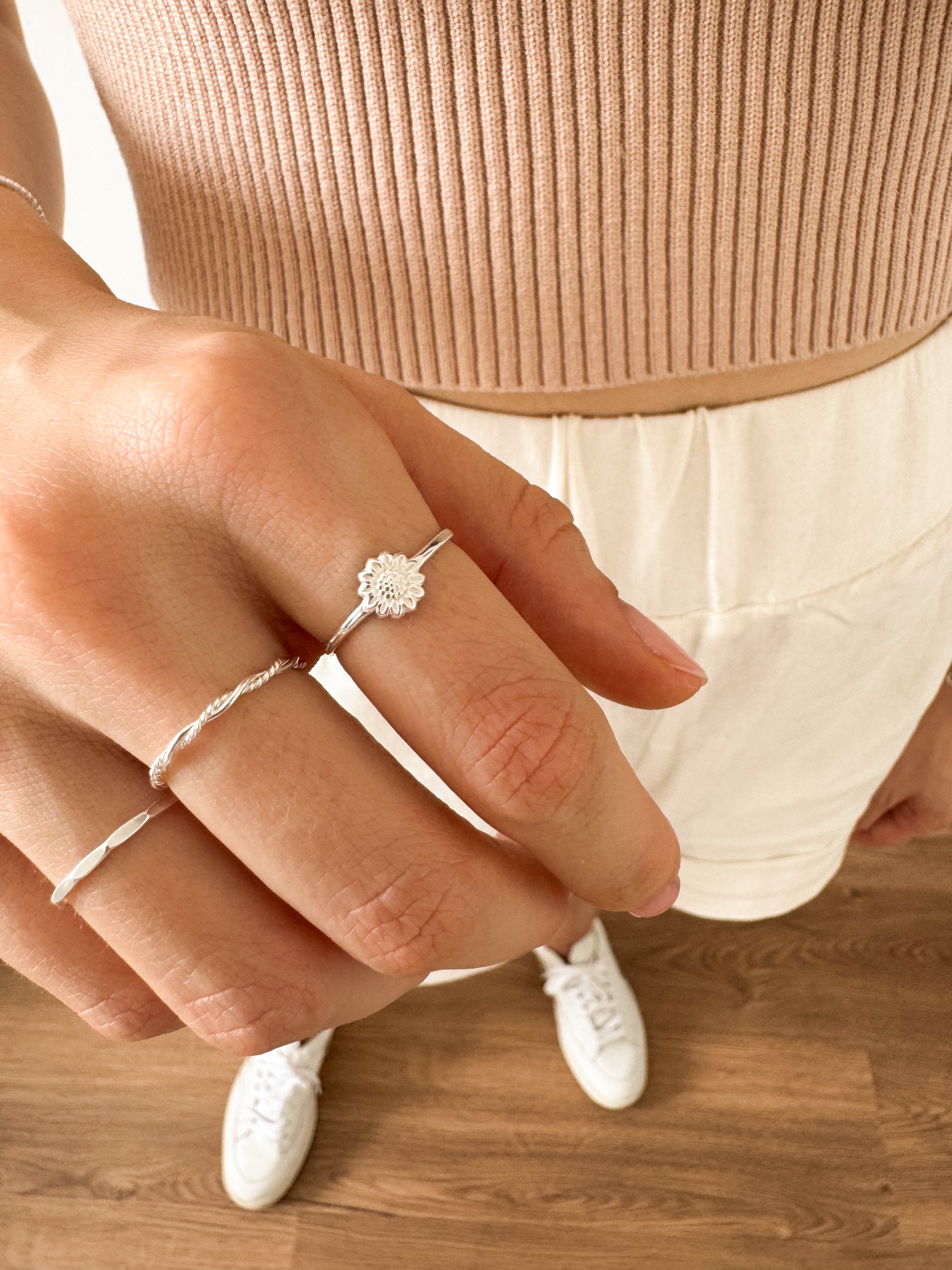 Anel Girassol - Prata 925