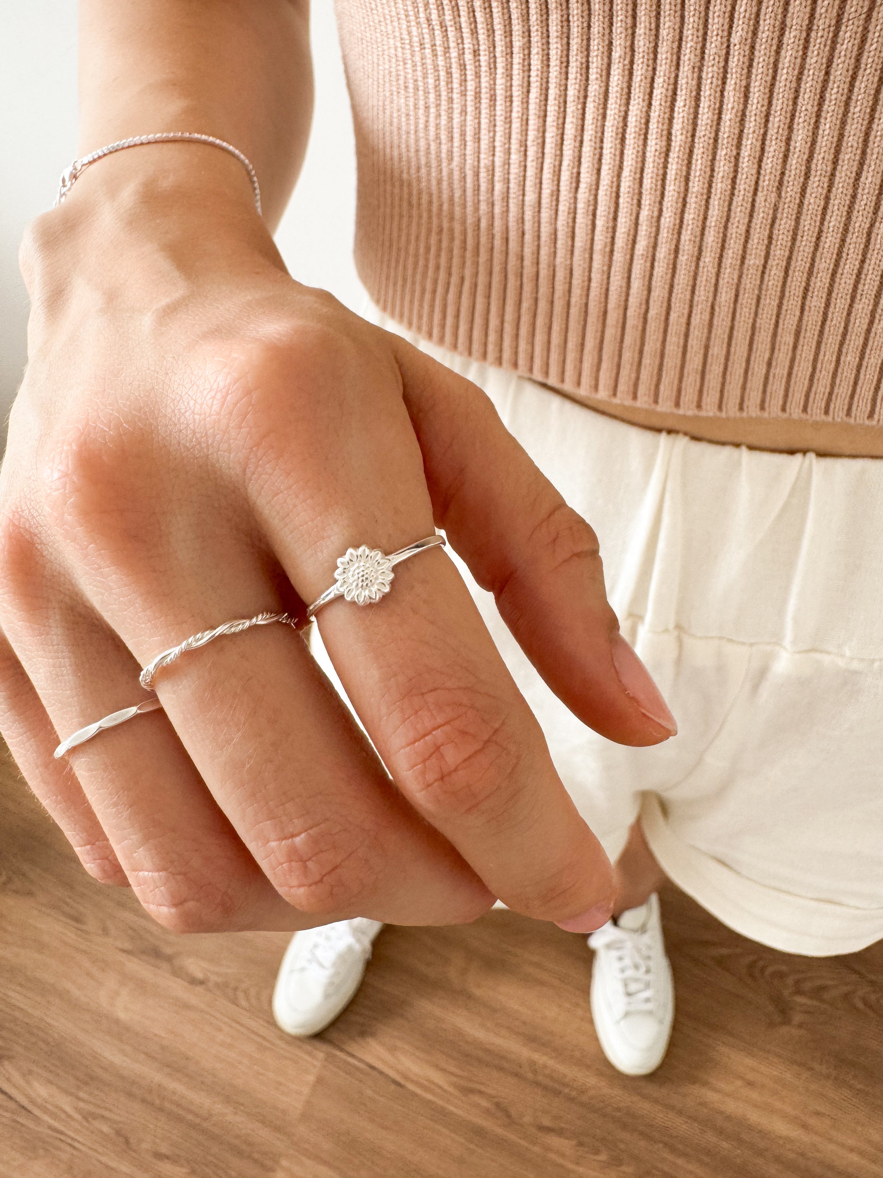 Anel Girassol - Prata 925