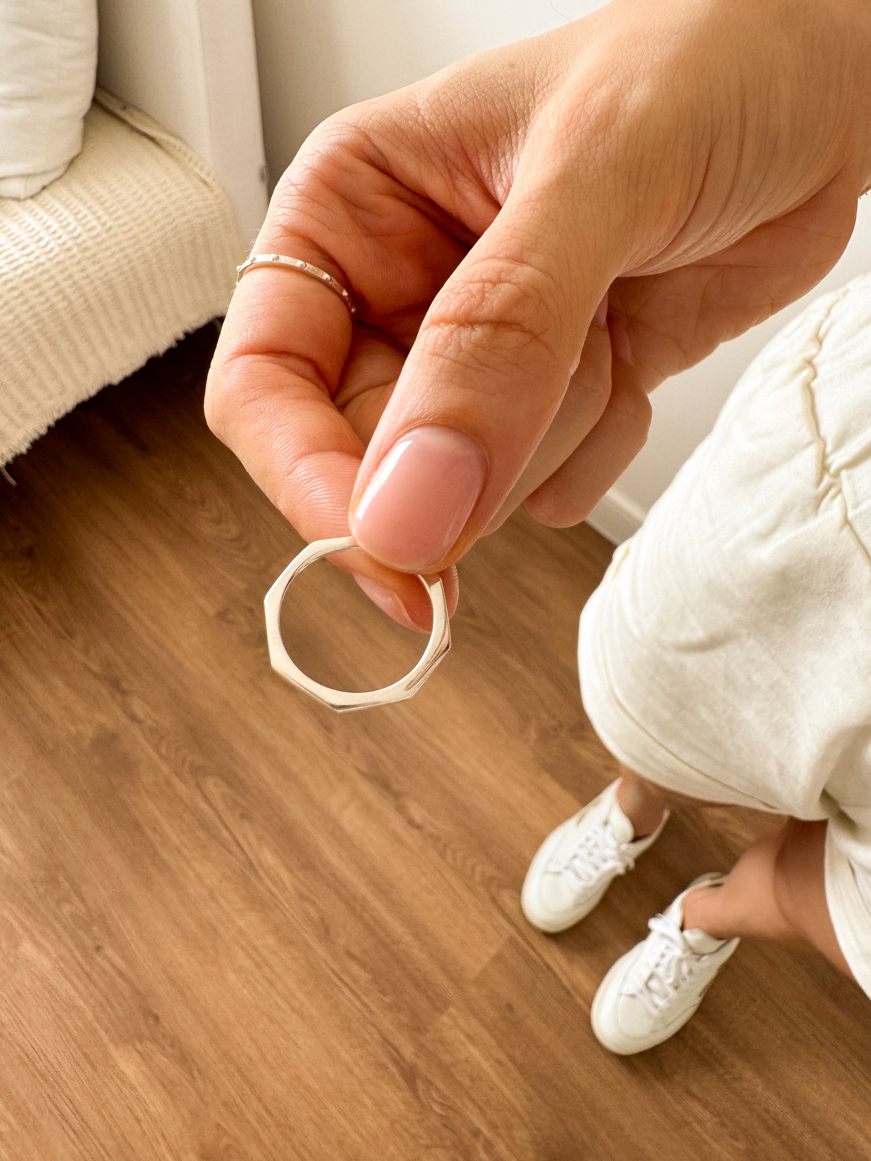 Anel Hex - Prata 925