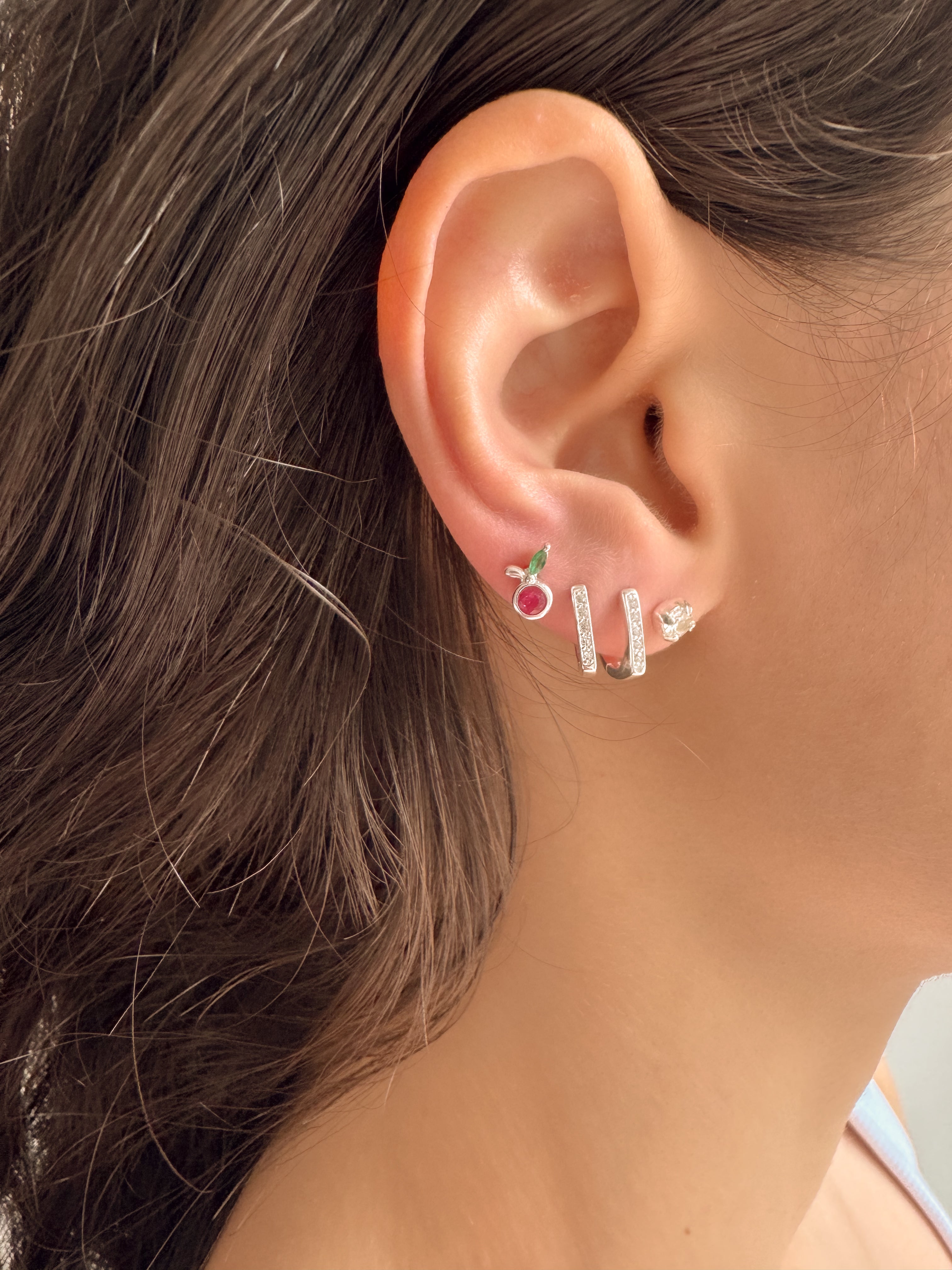 Brinco Ponto de Luz Baby Press - Prata 925