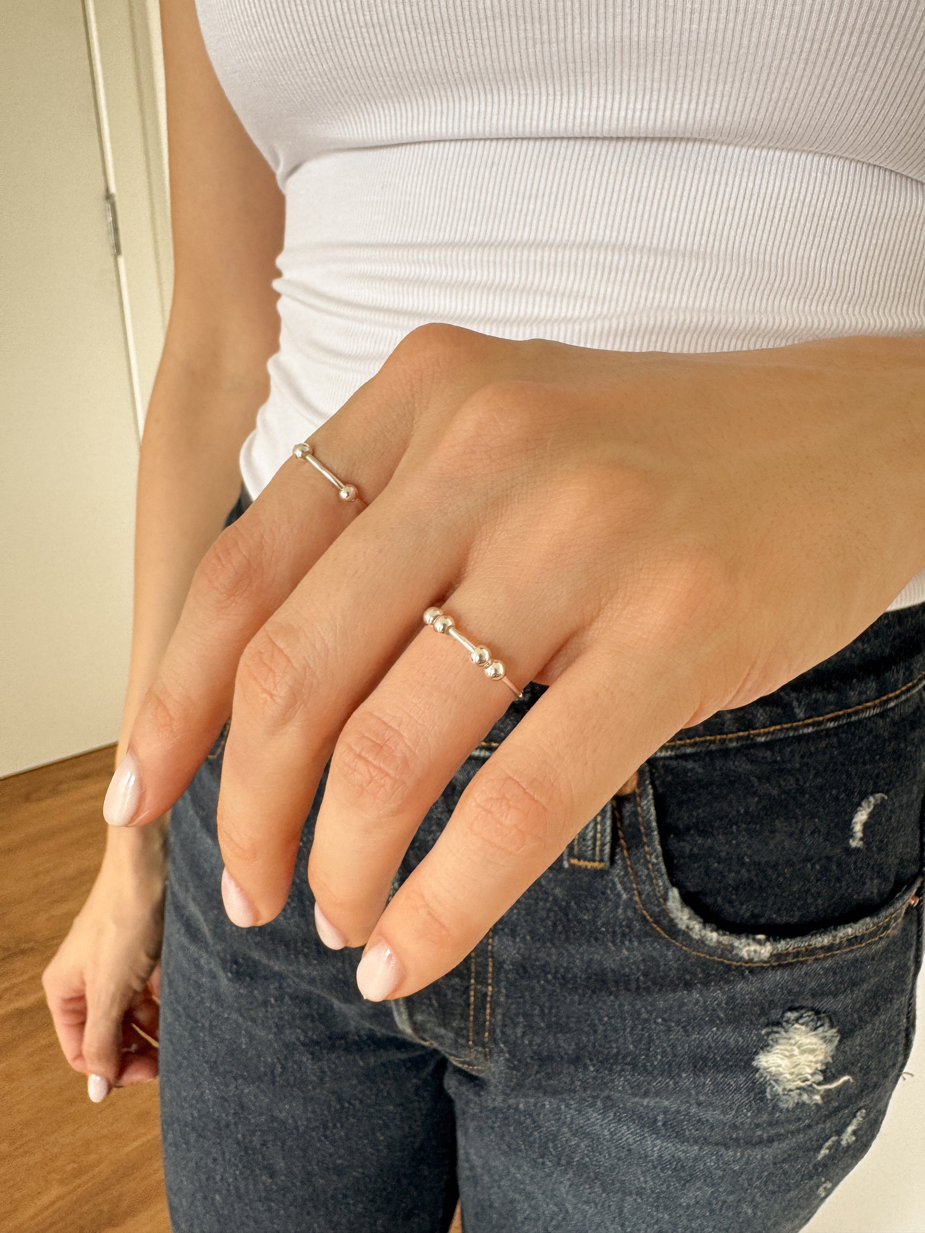 Anel Antiestresse Ajustável - Prata 925