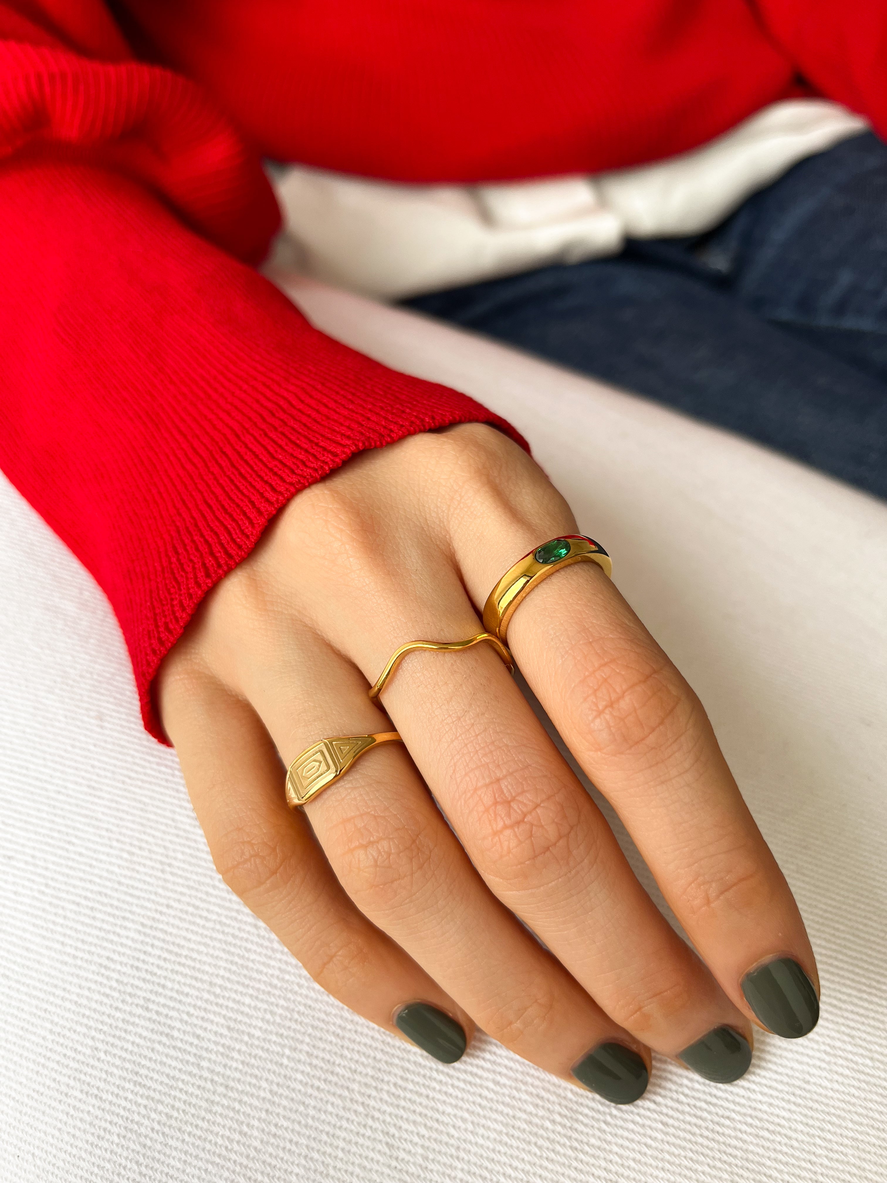 Anel Ondulado - Dourado