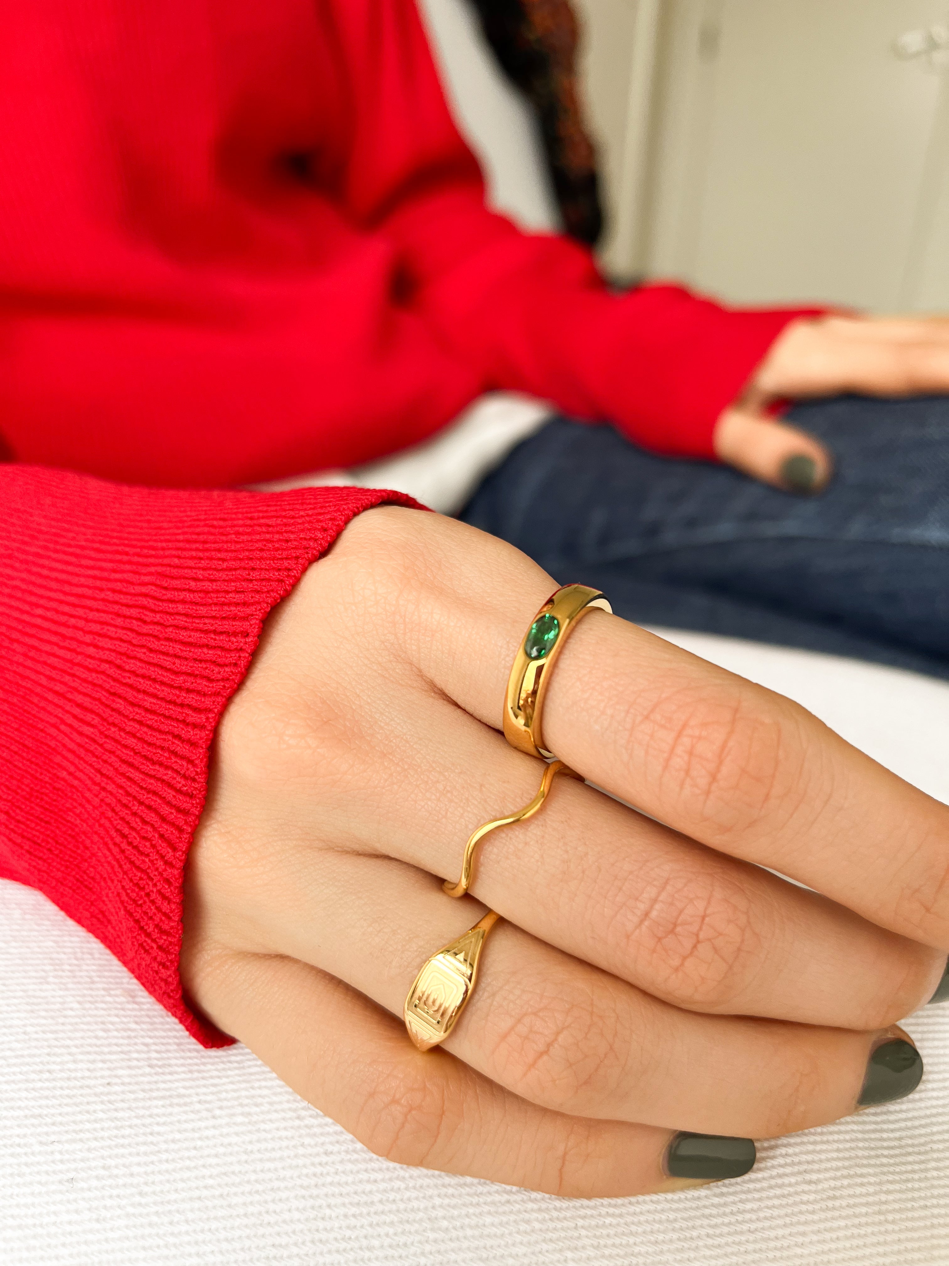 Anel Ondulado - Dourado