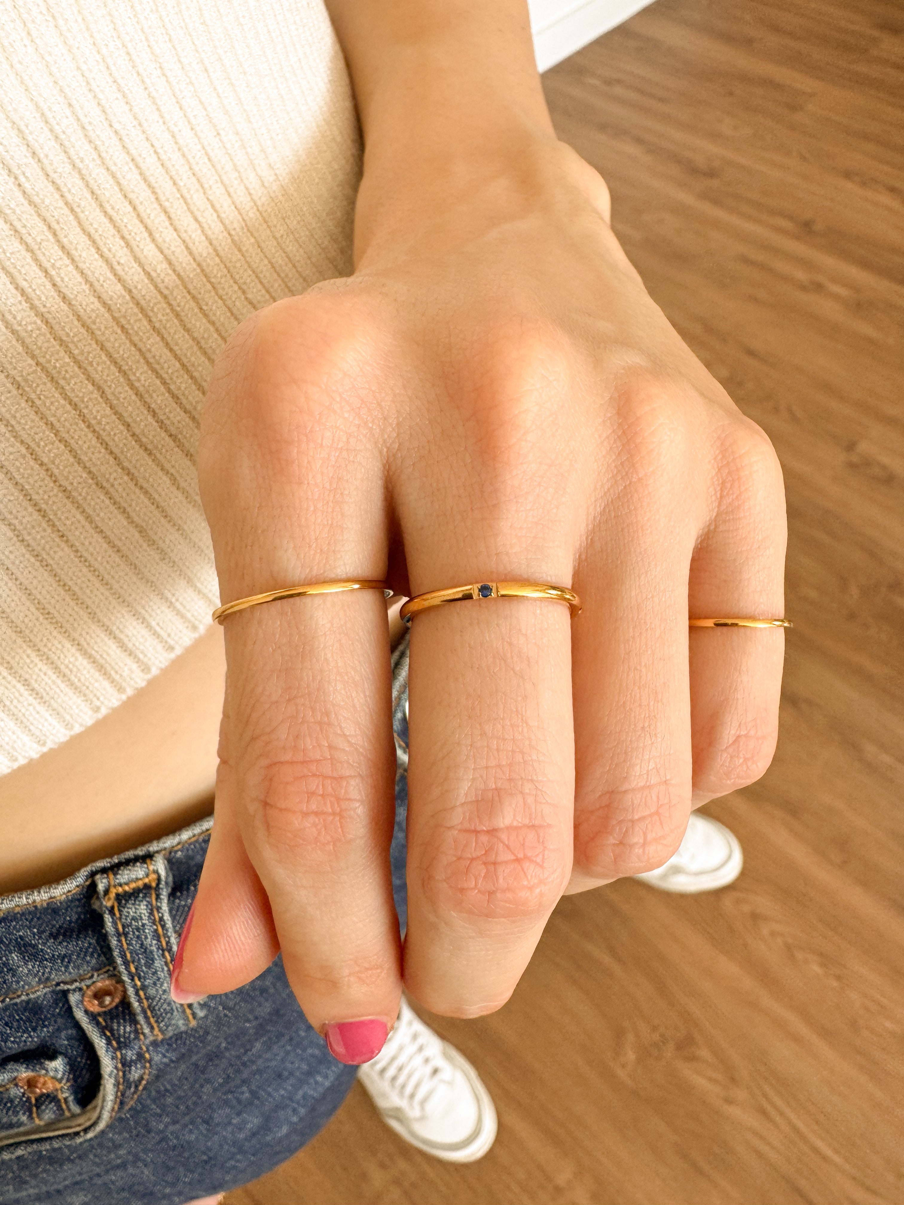 Anel Pedras Azuis - Dourado