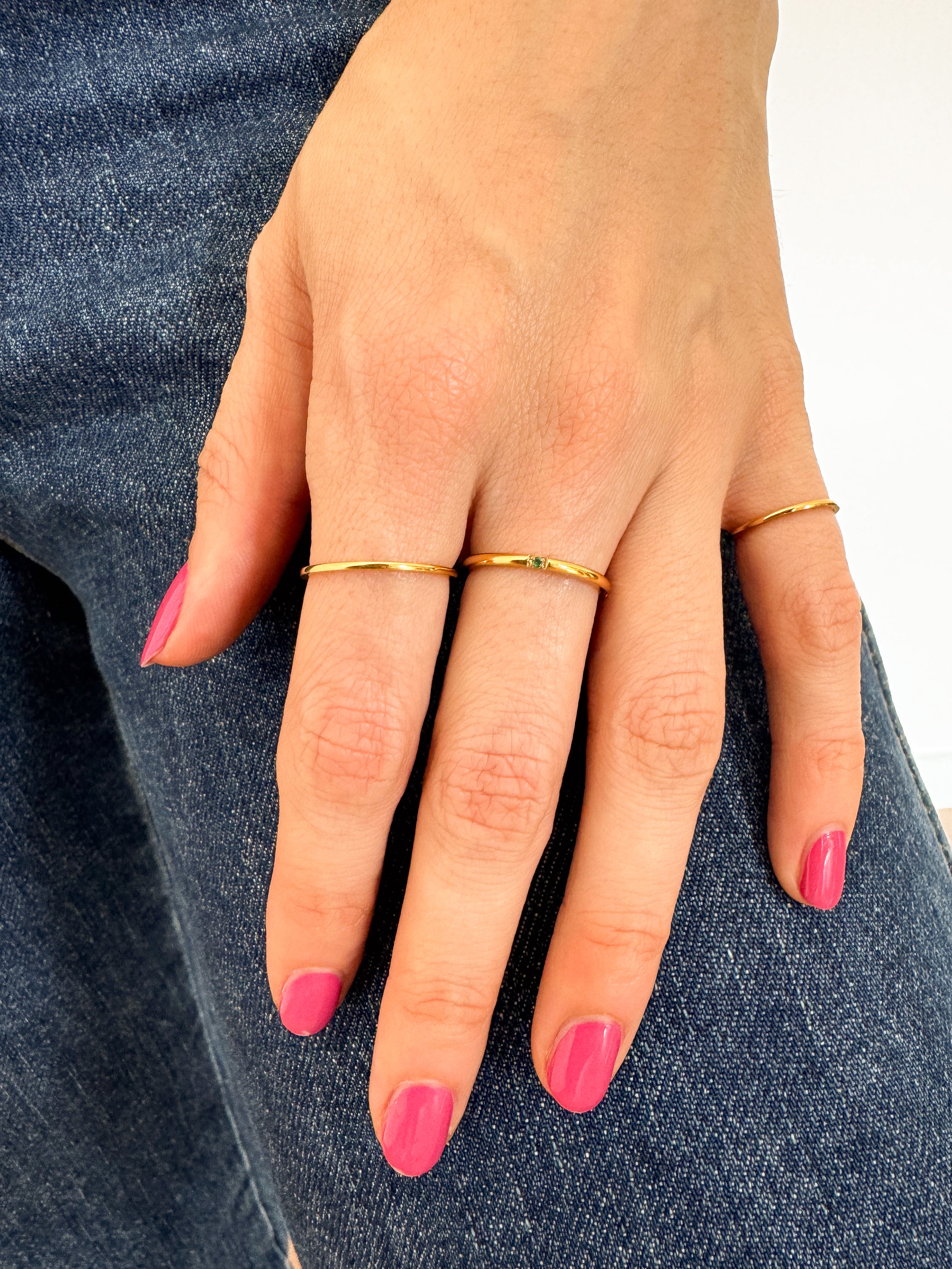 Anel Pedras Verdes - Dourado