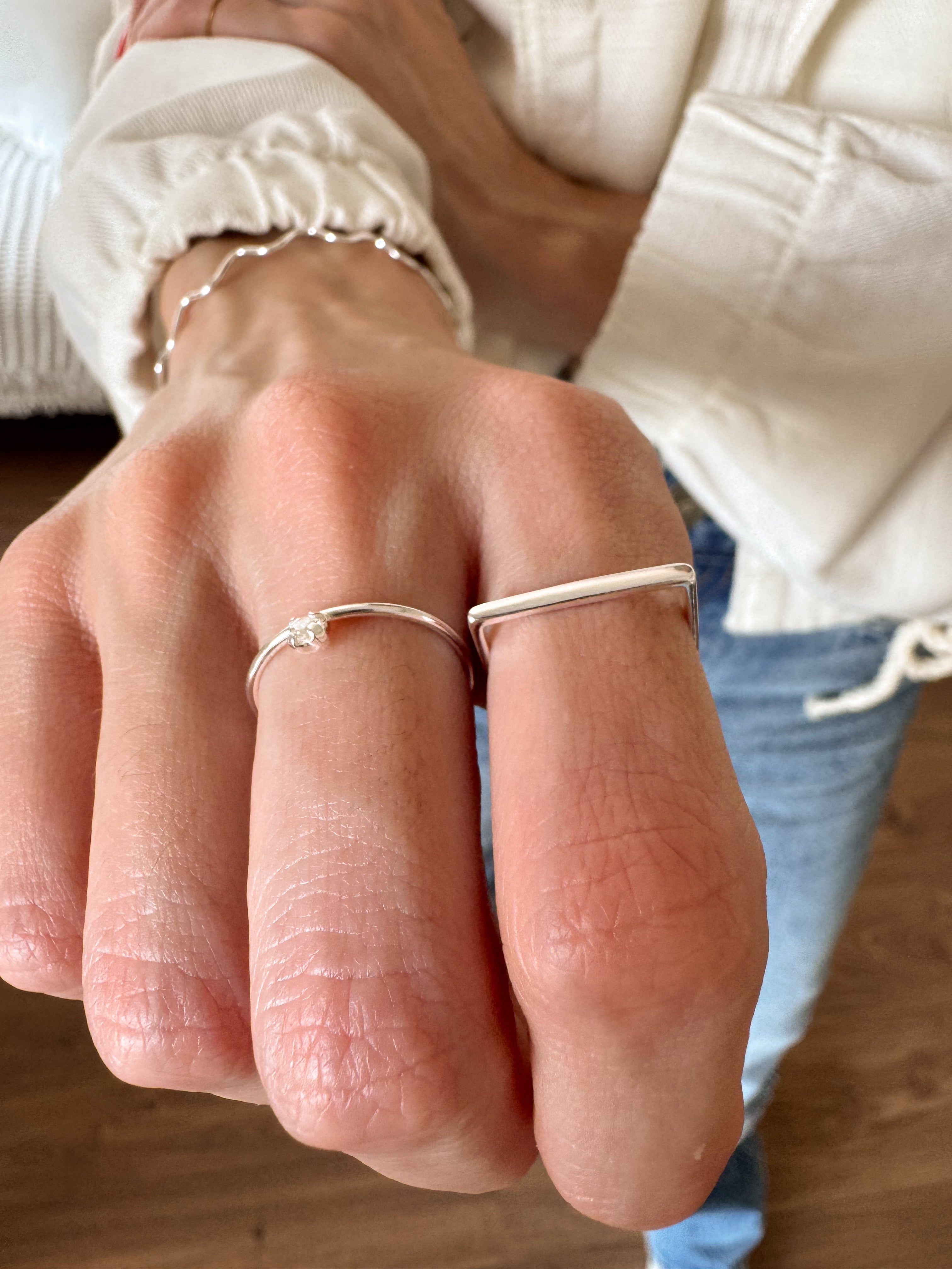 Anel Ponto de Luz Ajustável - Prata 925