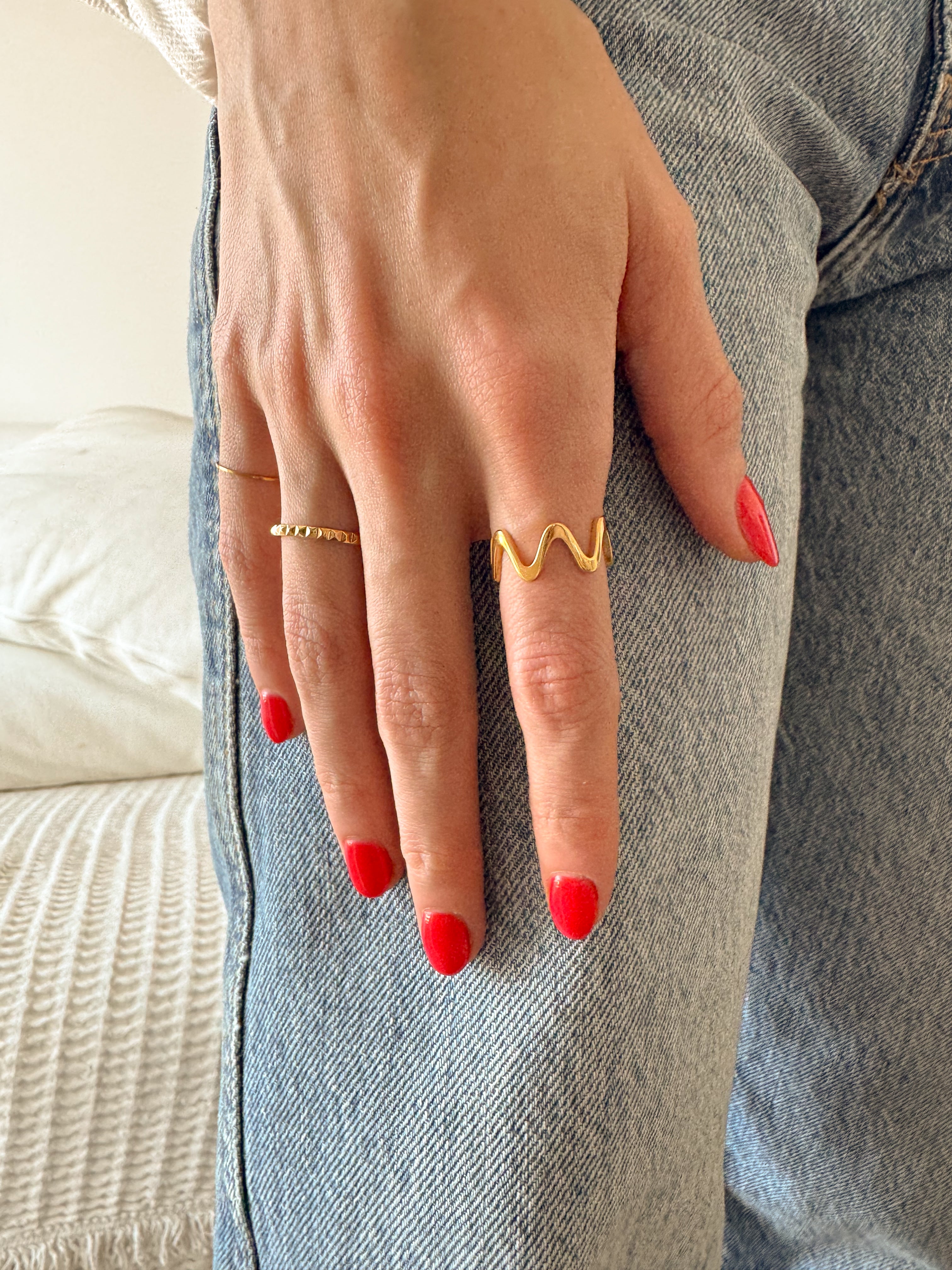 Anel Onda - Dourado