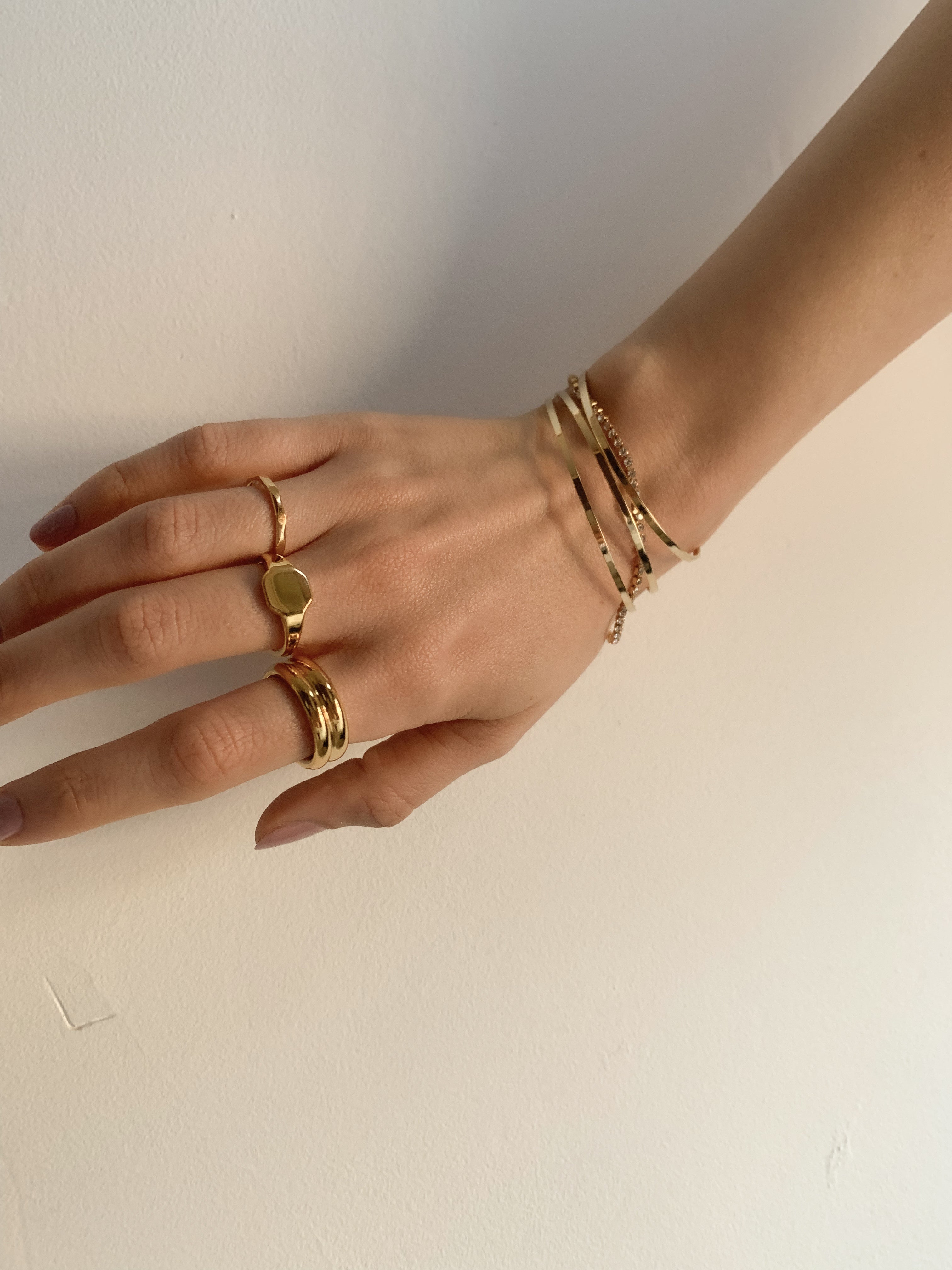 Anel Sinete Hex - Dourado