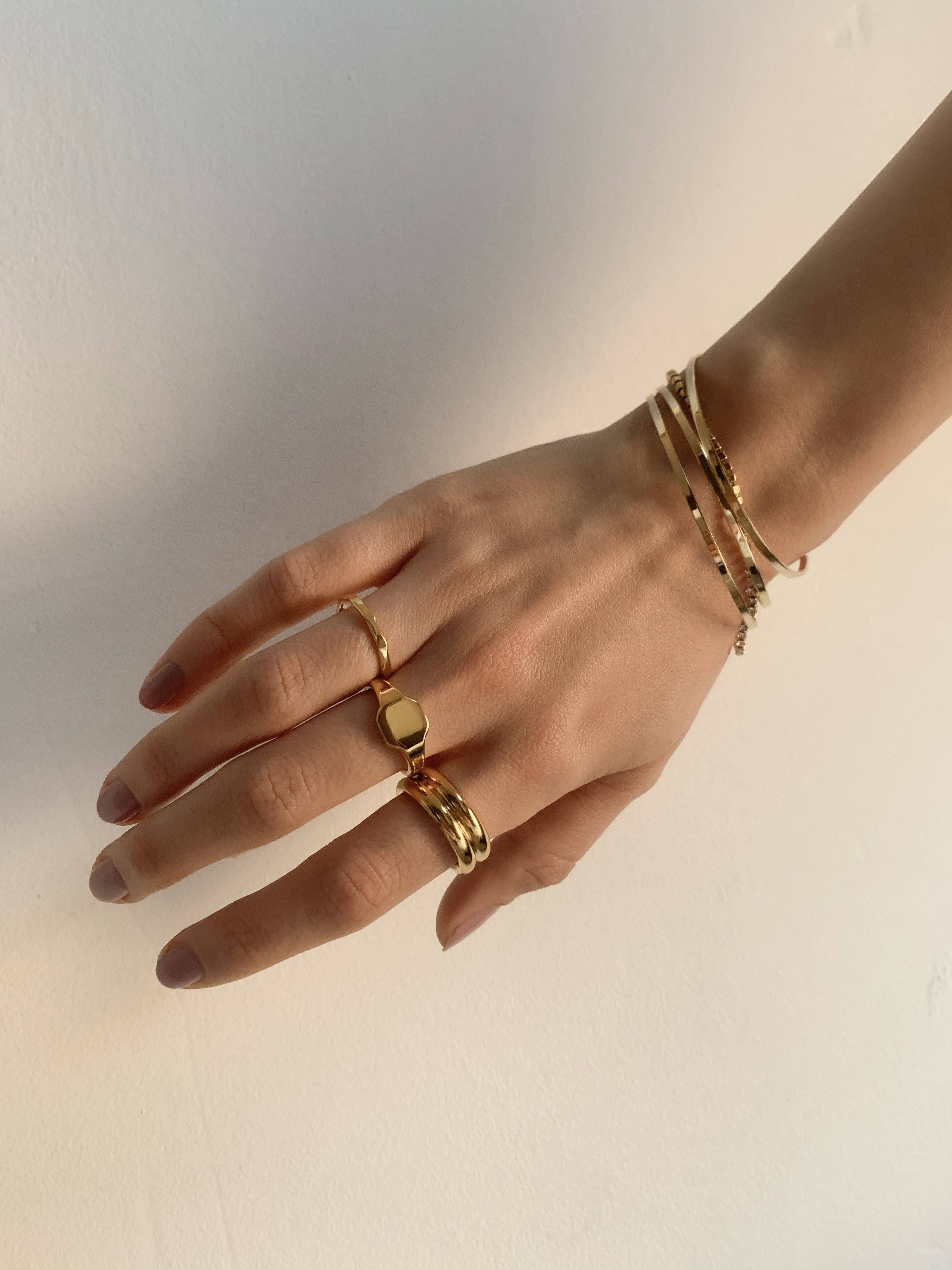 Anel Sinete Hex - Dourado