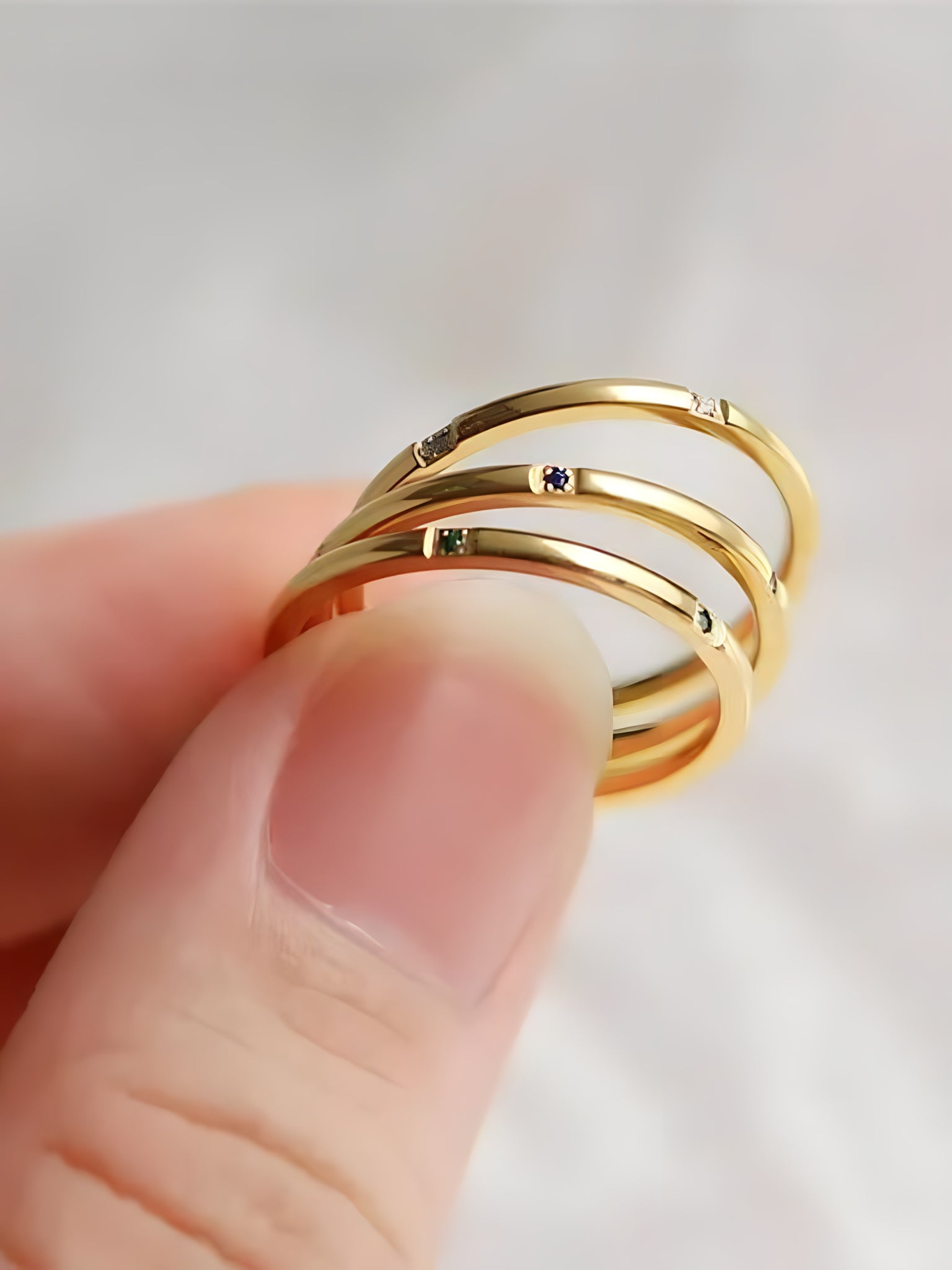 Anel Pedras Azuis - Dourado