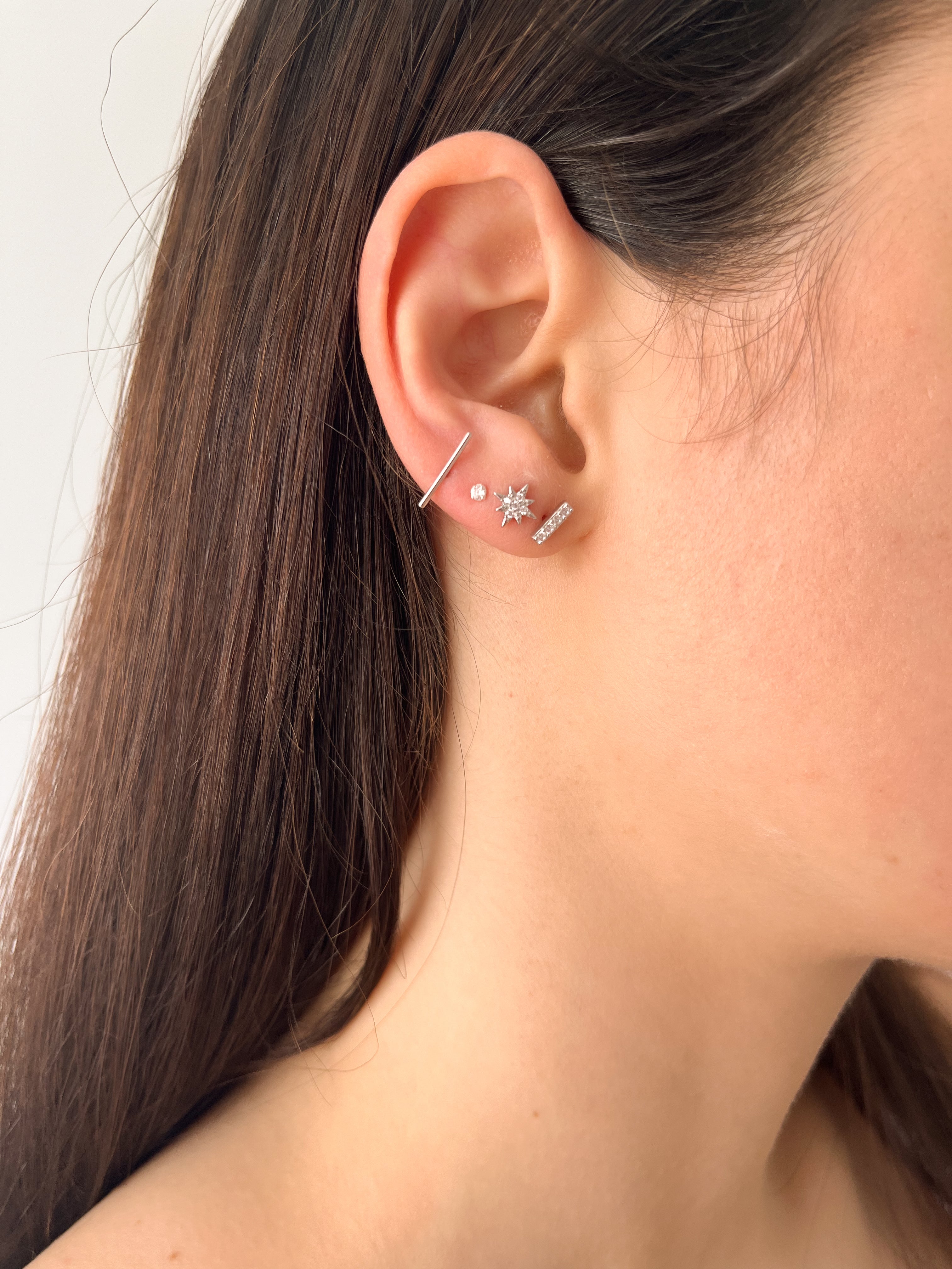 Brinco Palito Cravejado - Prata 925