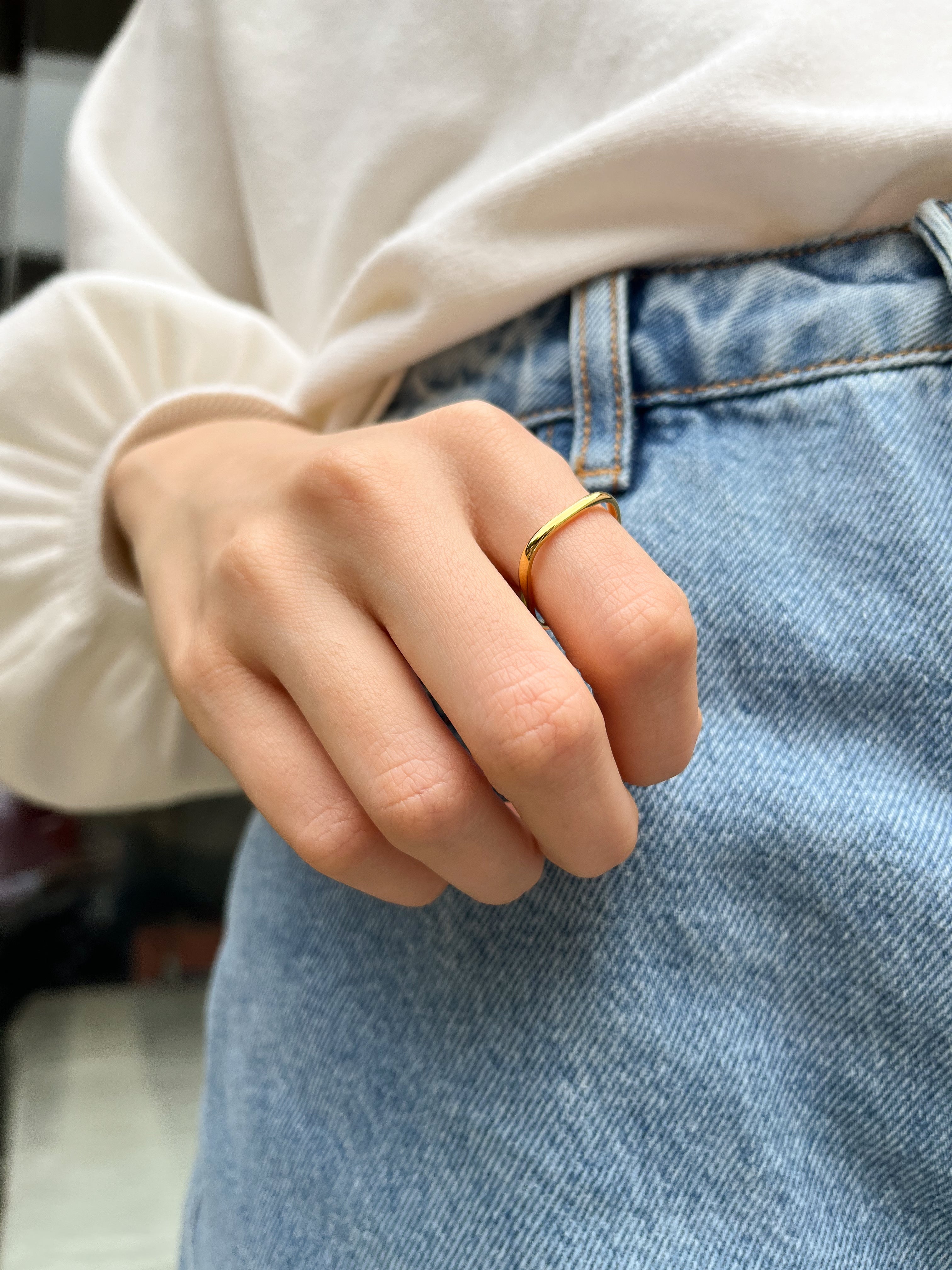 Anel Square - Dourado