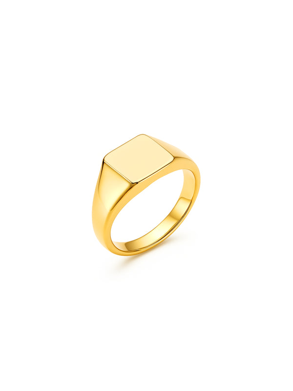 Anel Sinete Square - Dourado