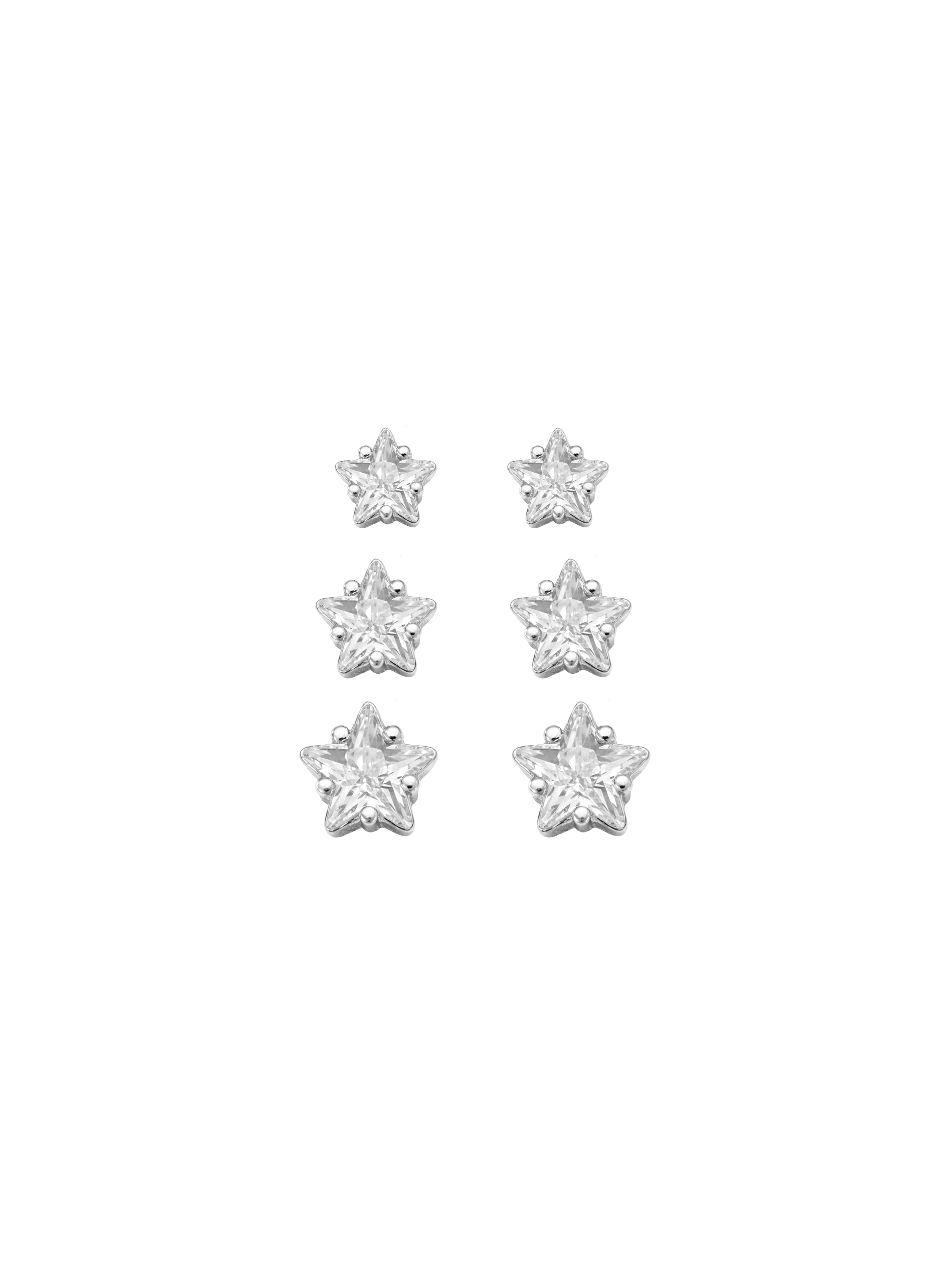 Conjunto de Brincos Estrela Cristal - Prata 925