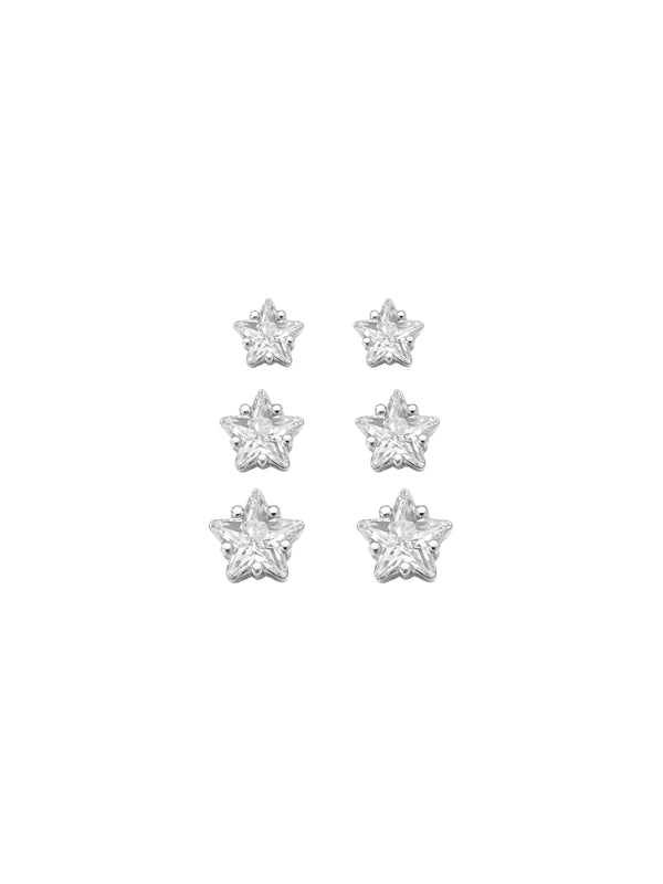 Conjunto de Brincos Estrela Cristal - Prata 925
