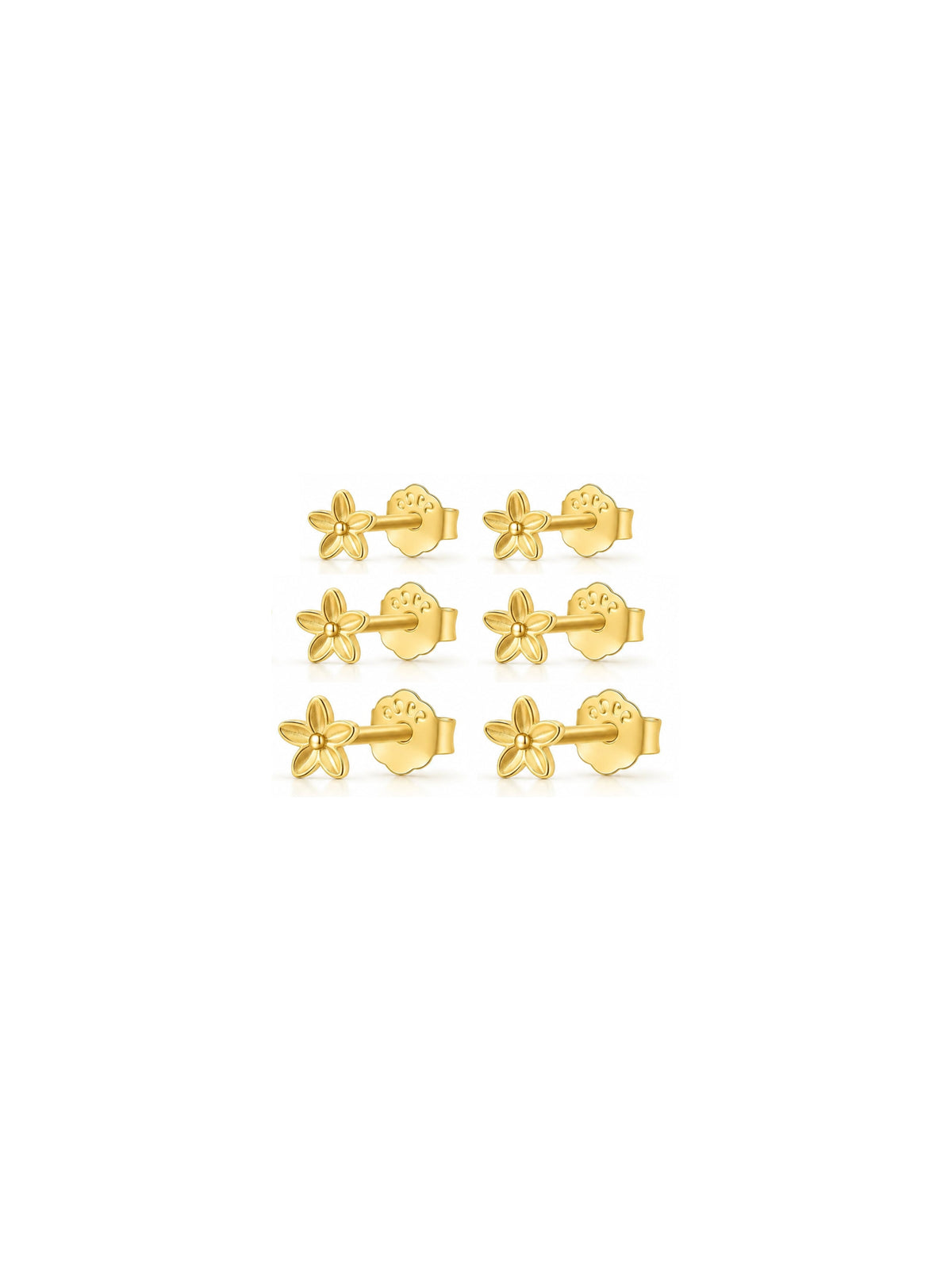 Trio de Brincos Mini Florzinhas - Dourado