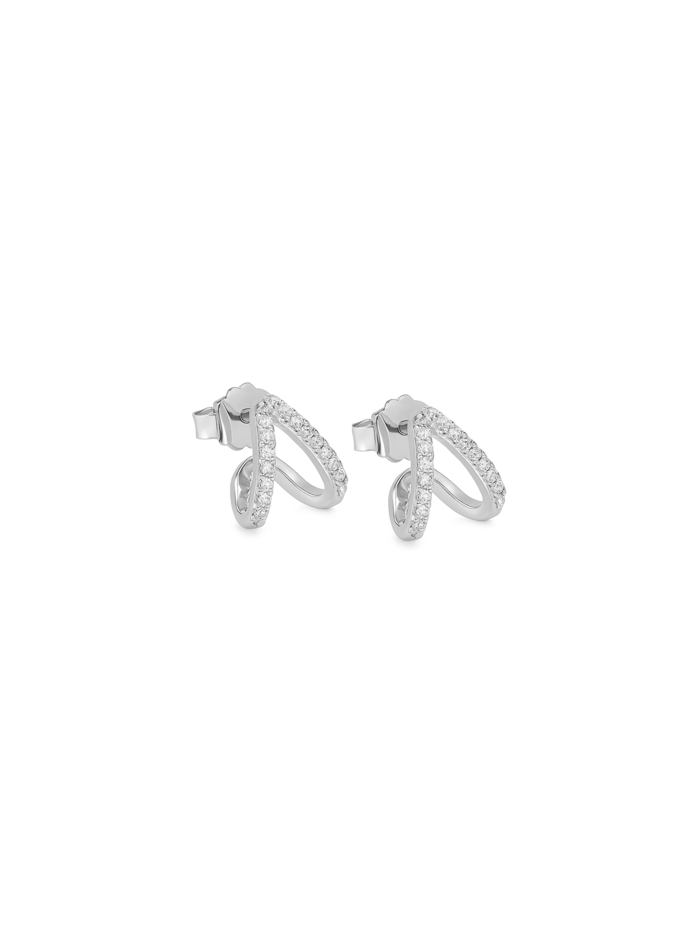 Brinco Curvado Cravejado - Prata 925