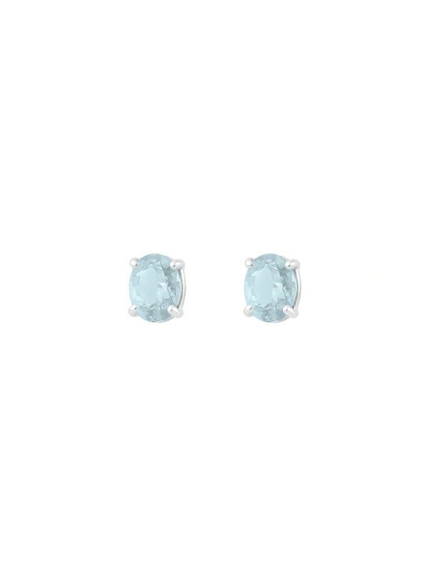 Brinco Oval Aquamarine - Prata 925
