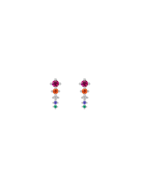 Brinco Palito Colorido - Prata 925