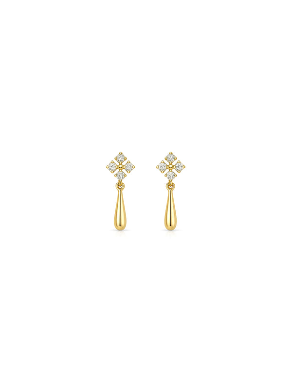 Brinco Flor de Cristal - Dourado