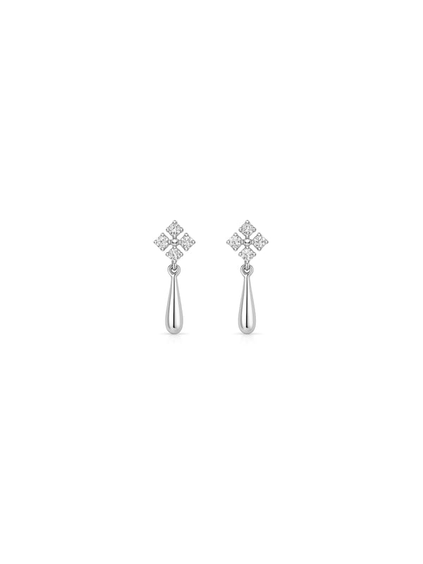 Brinco Flor de Cristal - Prata 925