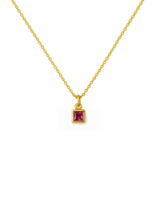Colar Mini Square Rosa - Dourado