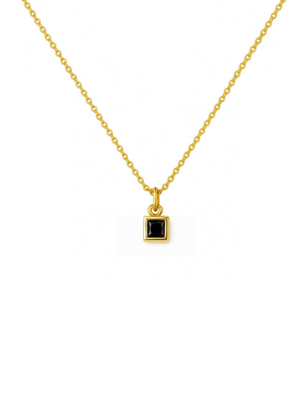 Colar Mini Square Black - Dourado