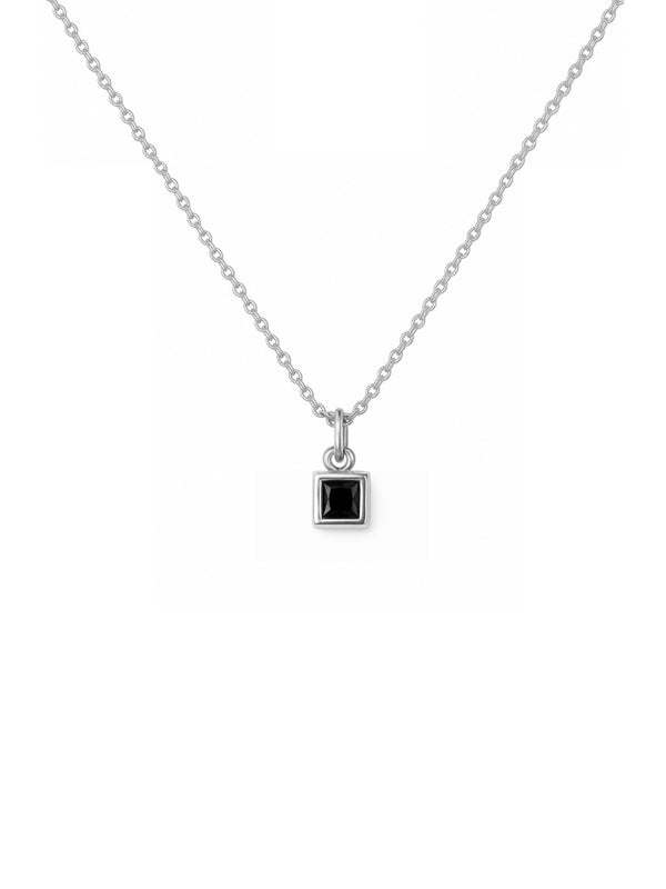 Colar Mini Square Black - Prata 925