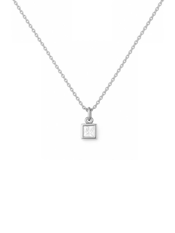 Colar Mini Square Cristal - Prata 925