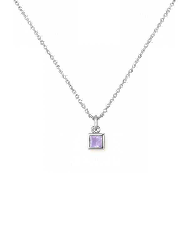 Colar Mini Square Roxo - Prata 925