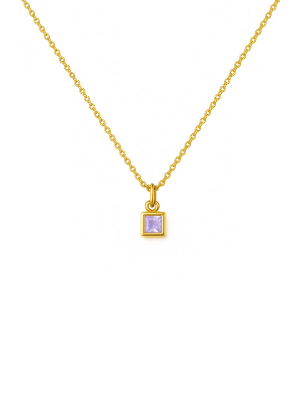 Colar Mini Square Roxo - Dourado