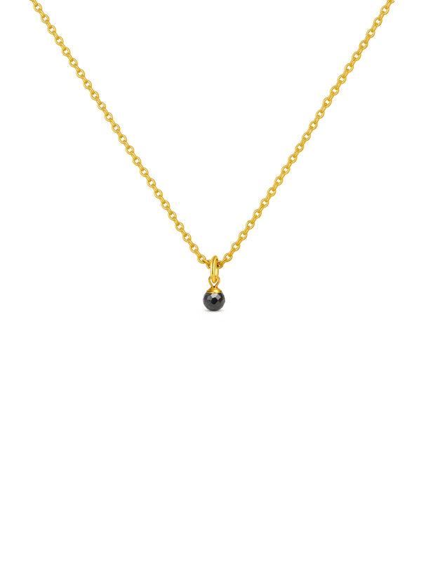 Colar Mini Pedra Obsidiana Natural - Dourado