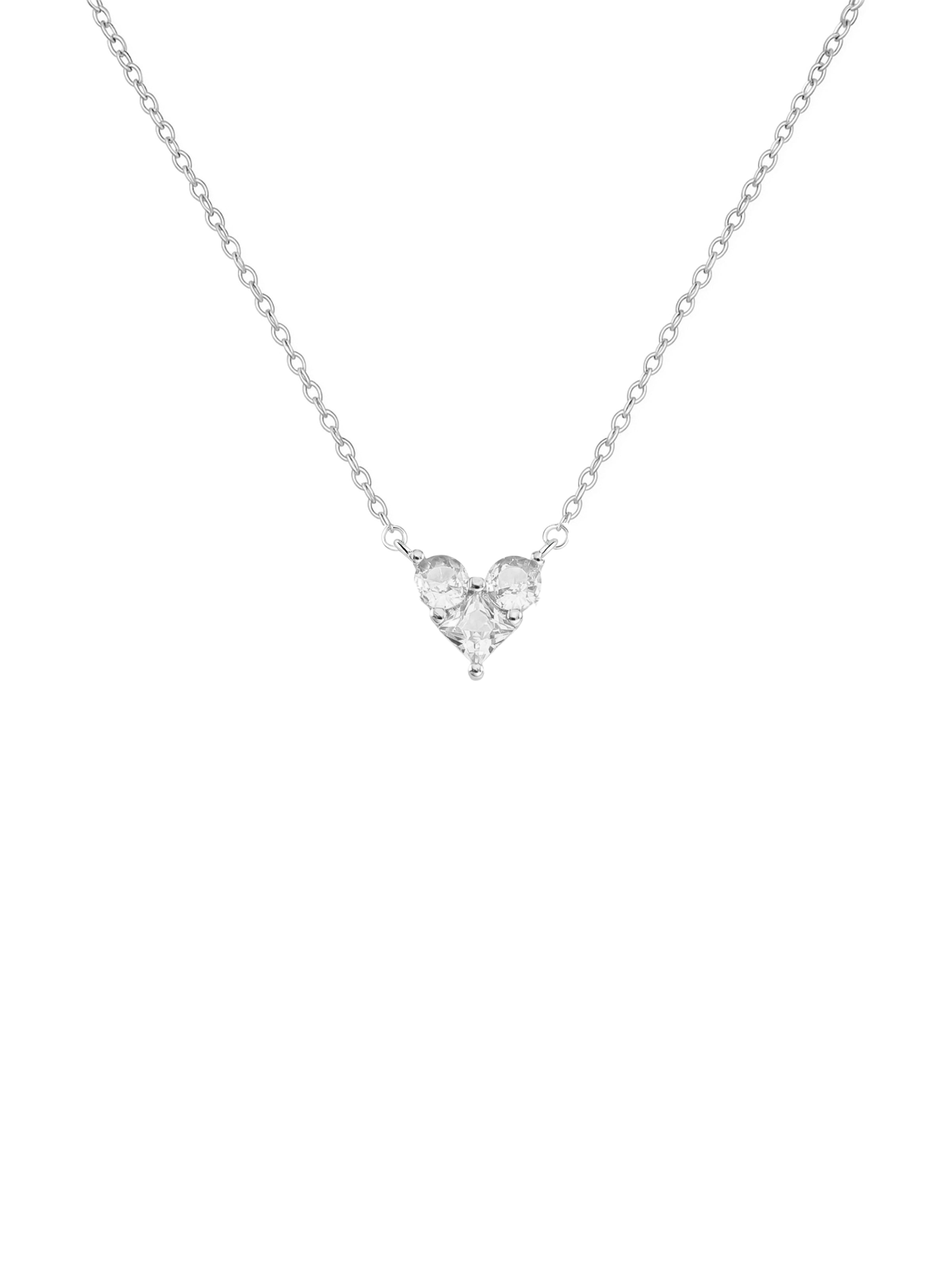 Colar de Coração Cravejado Cristal - Prata 925