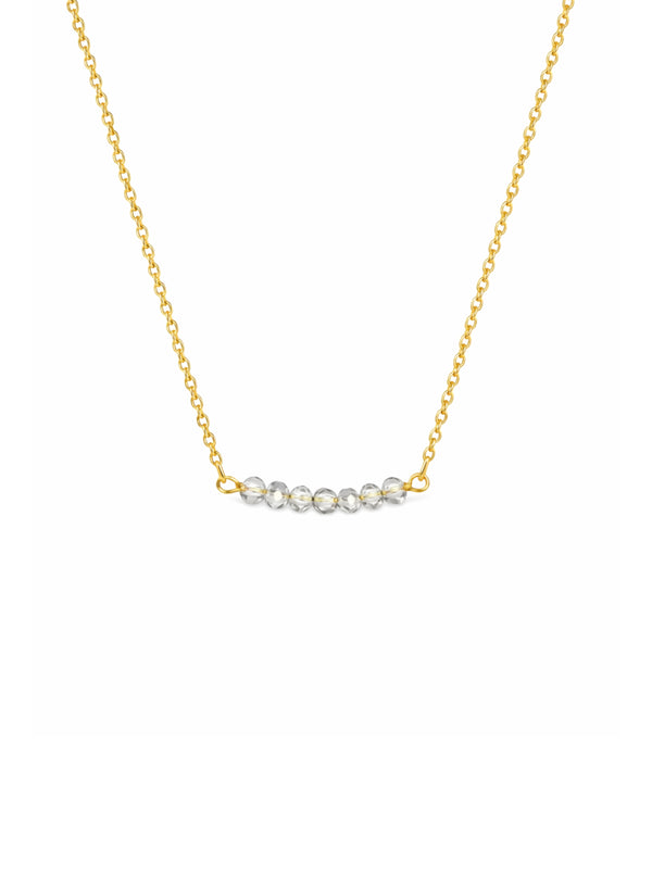 Colar Contas Cinza - Dourado