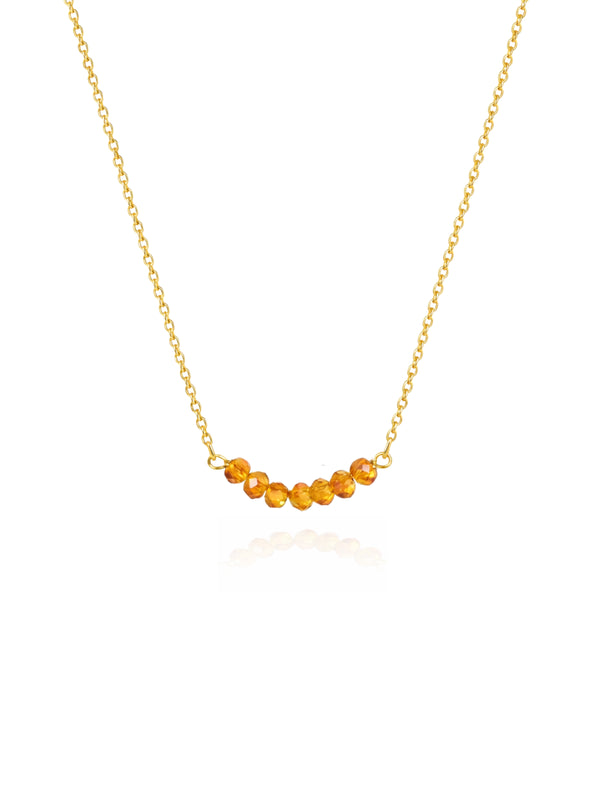 Colar Contas Laranja - Dourado