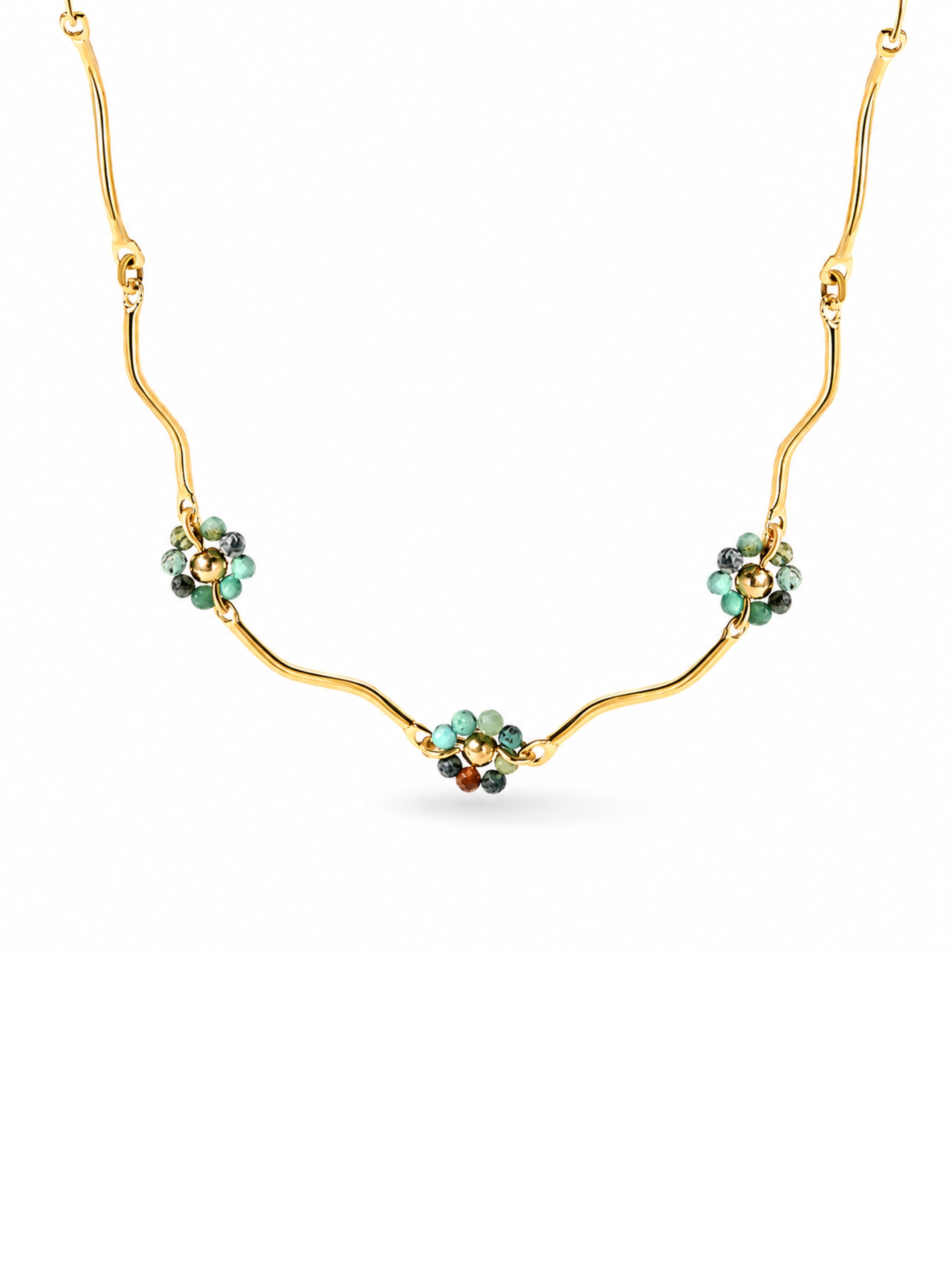 Colar Florzinha Turquesa - Dourado