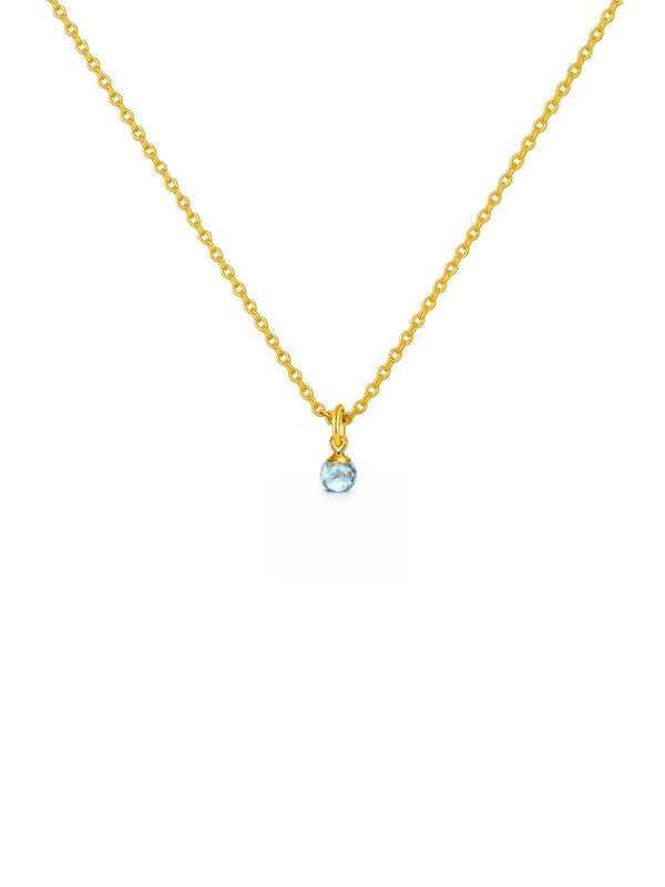 Colar Mini Pedra Aquamarine Clara Natural - Dourado
