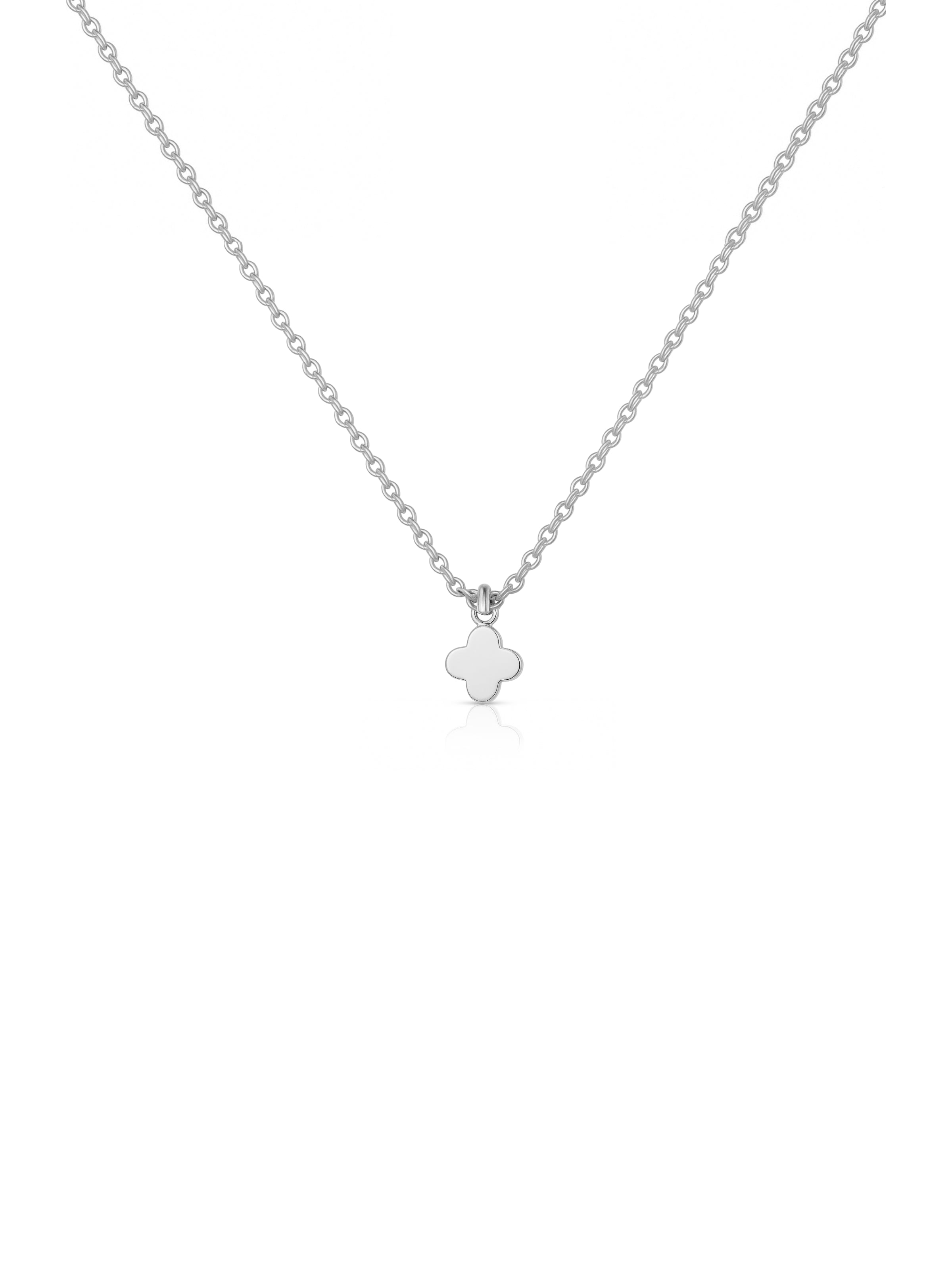 Colar Mini Trevo Liso - Prata 925