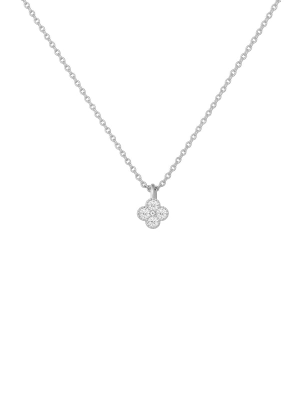 Colar Trevo de Quatro Folhas Cristal - Prata 925