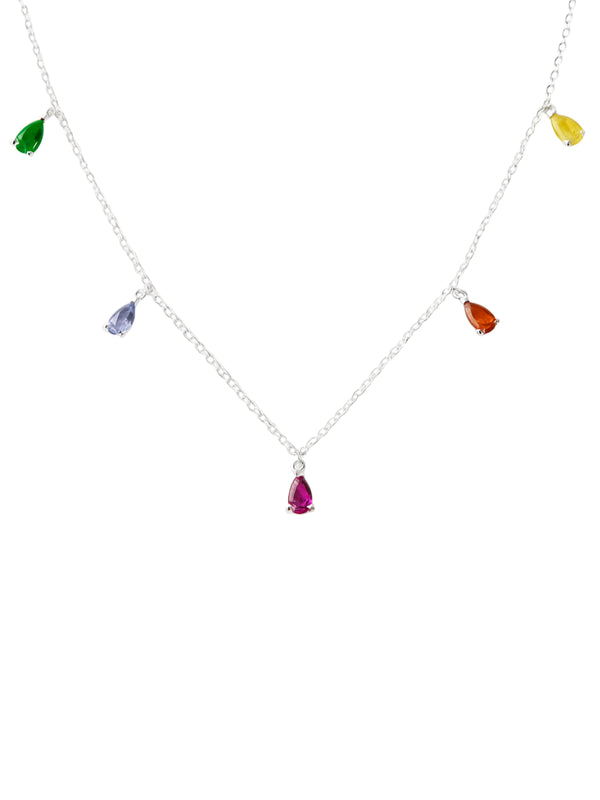 Colar de Gotinhas Coloridas - Prata 925