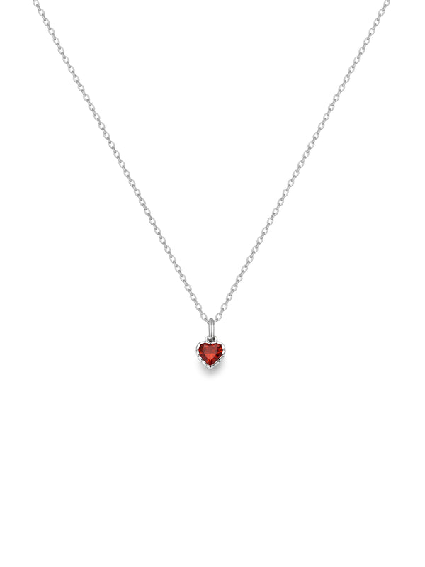 Colar Mini Coração Vermelho - Prata 925