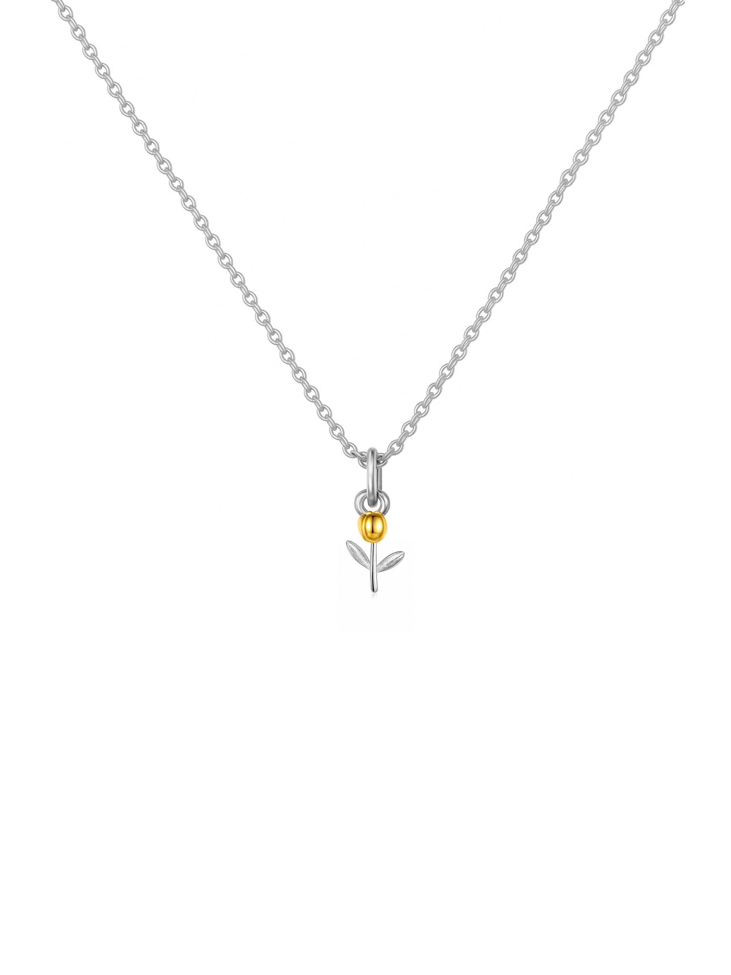 Colar Tulipa Dourada - Prata 925