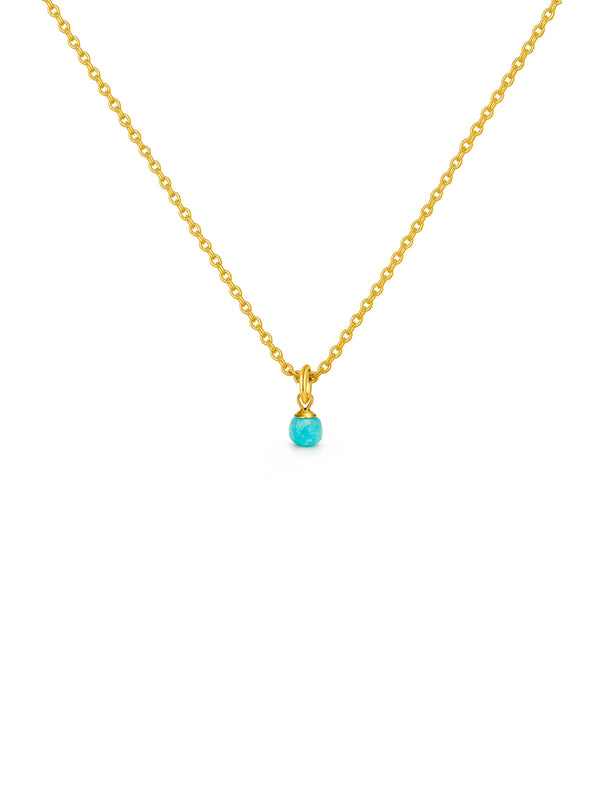 Colar Mini Pedra Amazonita Natural - Dourado