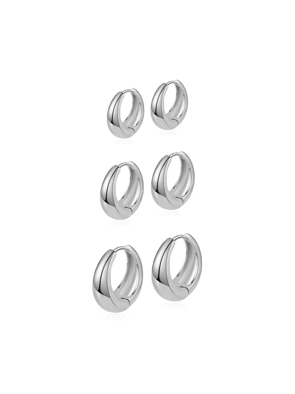 Conjunto de Argolas Gotinha - Prata